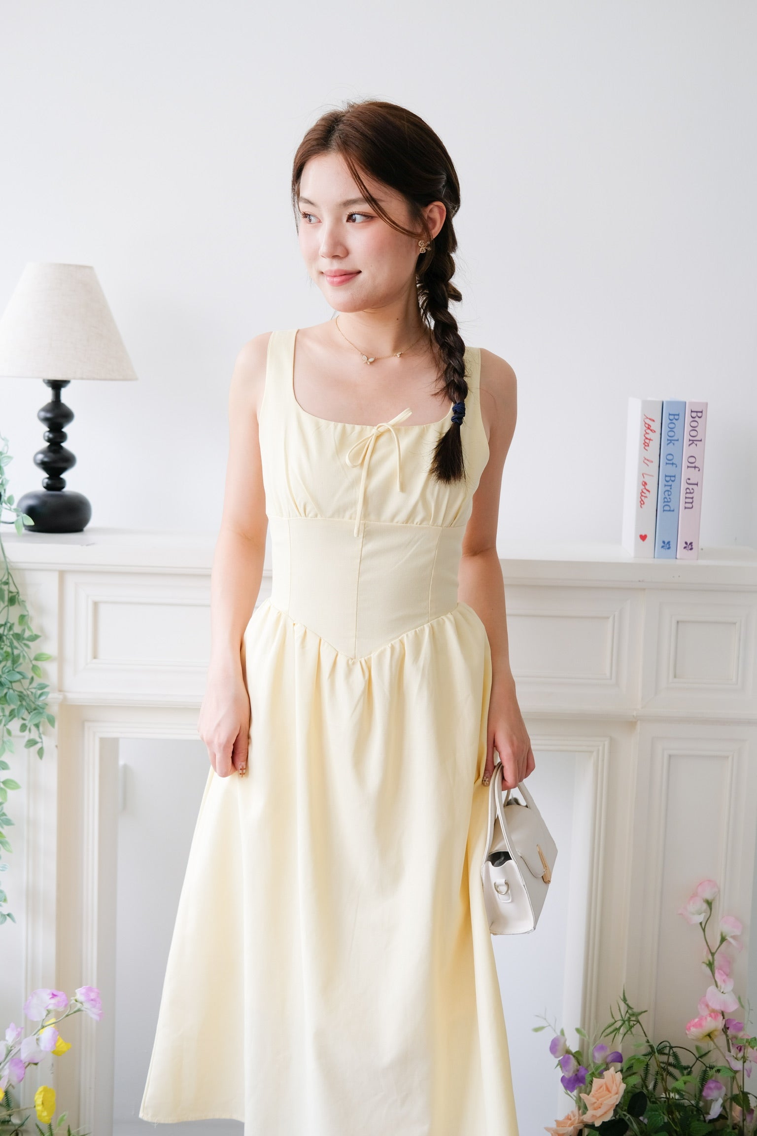 Carmie Thick Waist Midi Dress (Daffodil Yellow)
