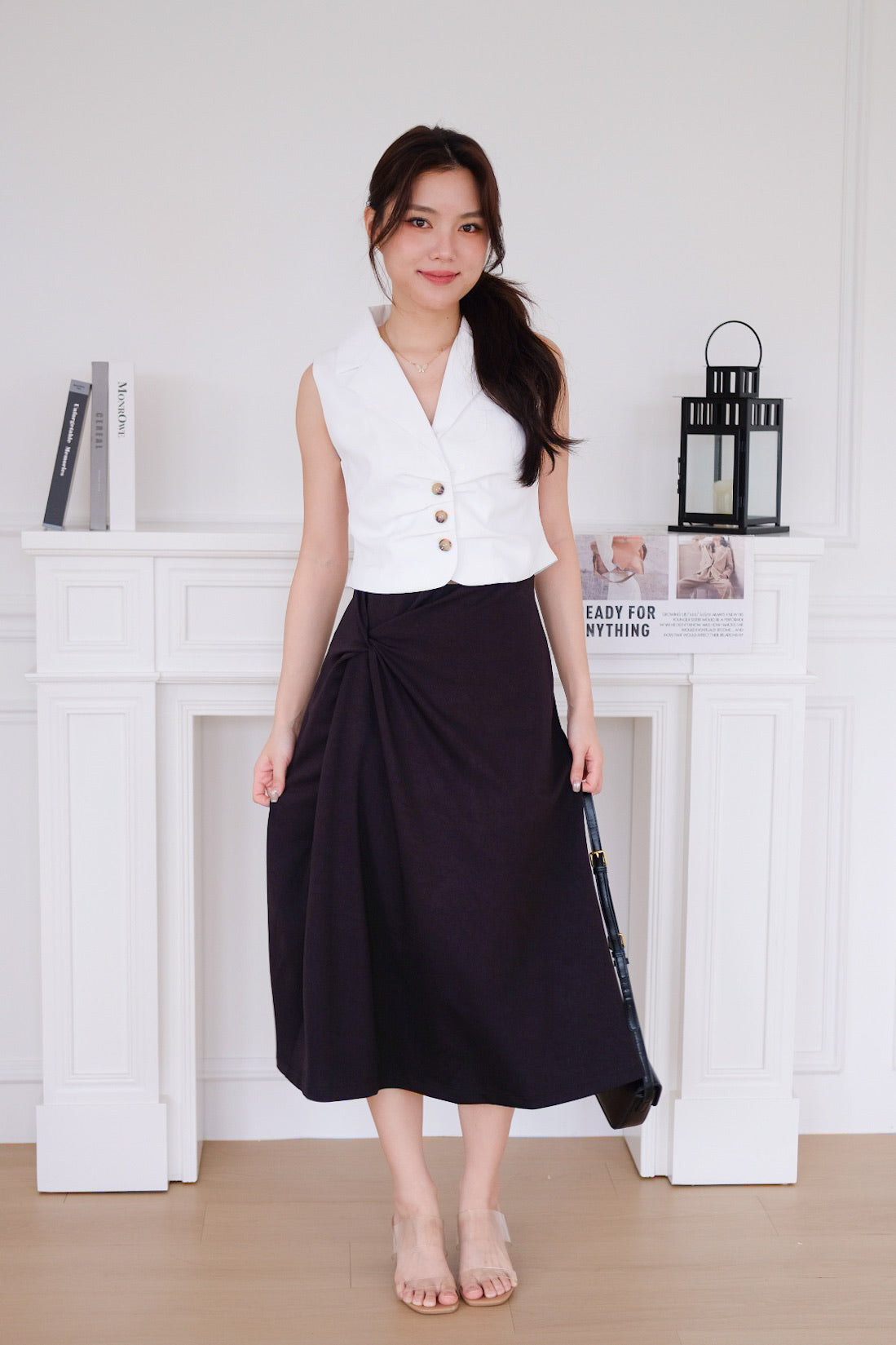 Grace Twist A Line Skirt (Black)