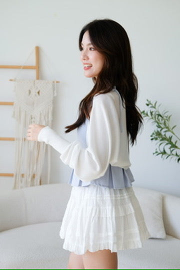 Blaire Bolero Cotton Cardigan (White)