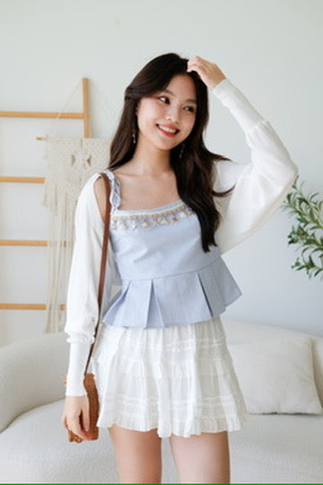 Blaire Bolero Cotton Cardigan (White)