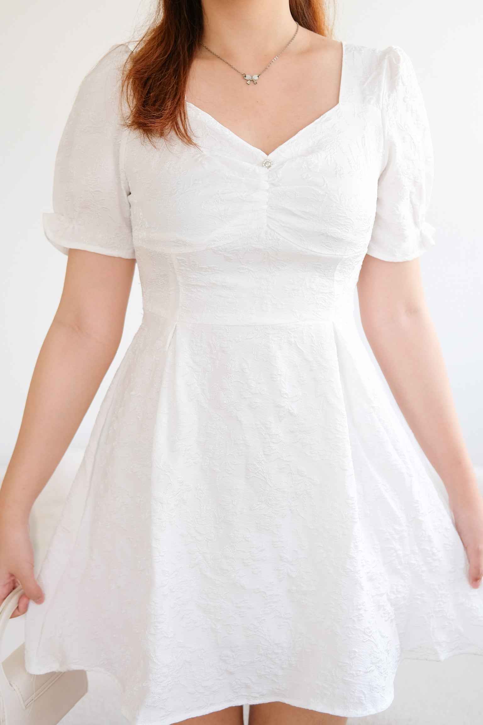 White Ribbon Organza Mini Dress