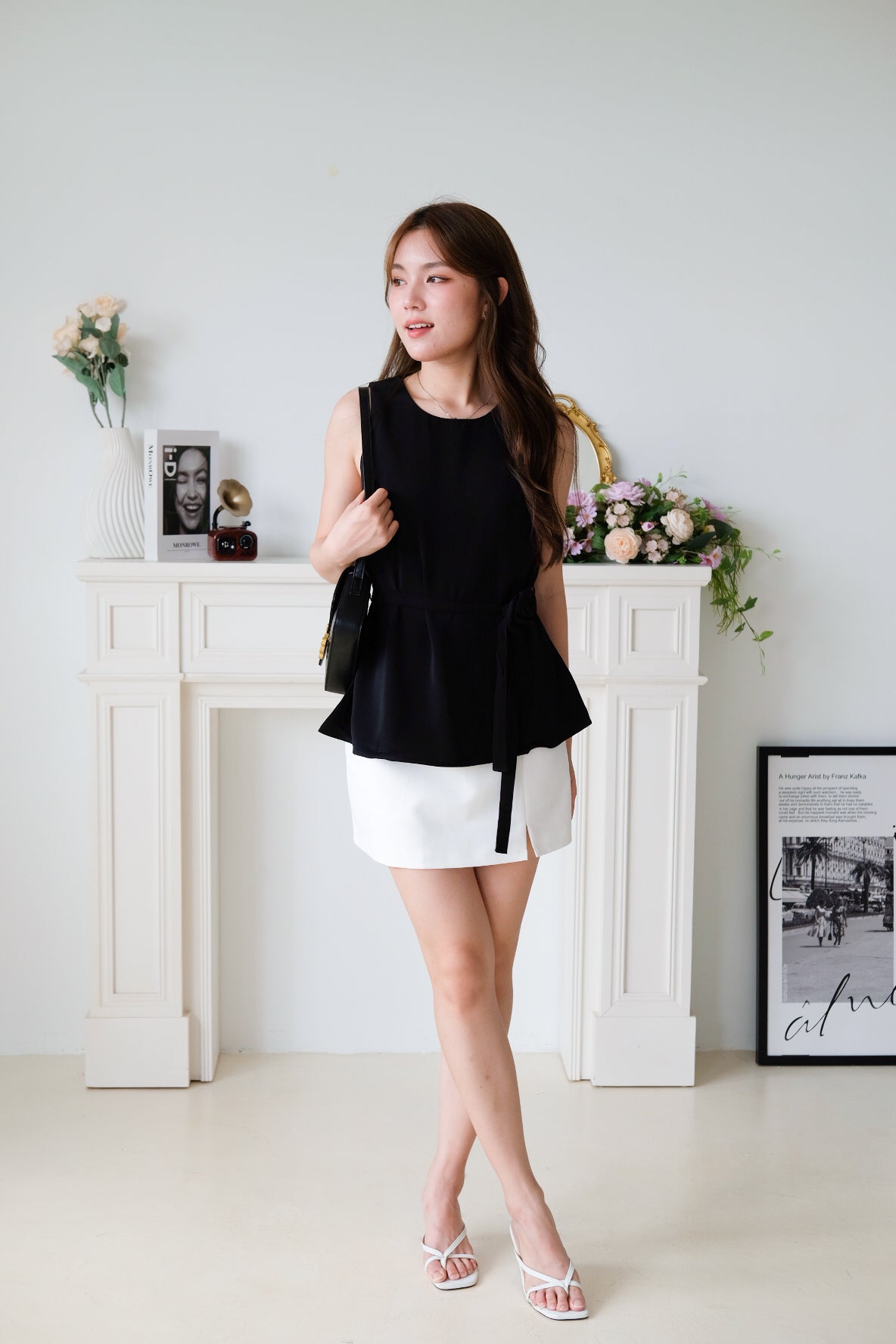 Rosina Chiffon Flare Top (Black)