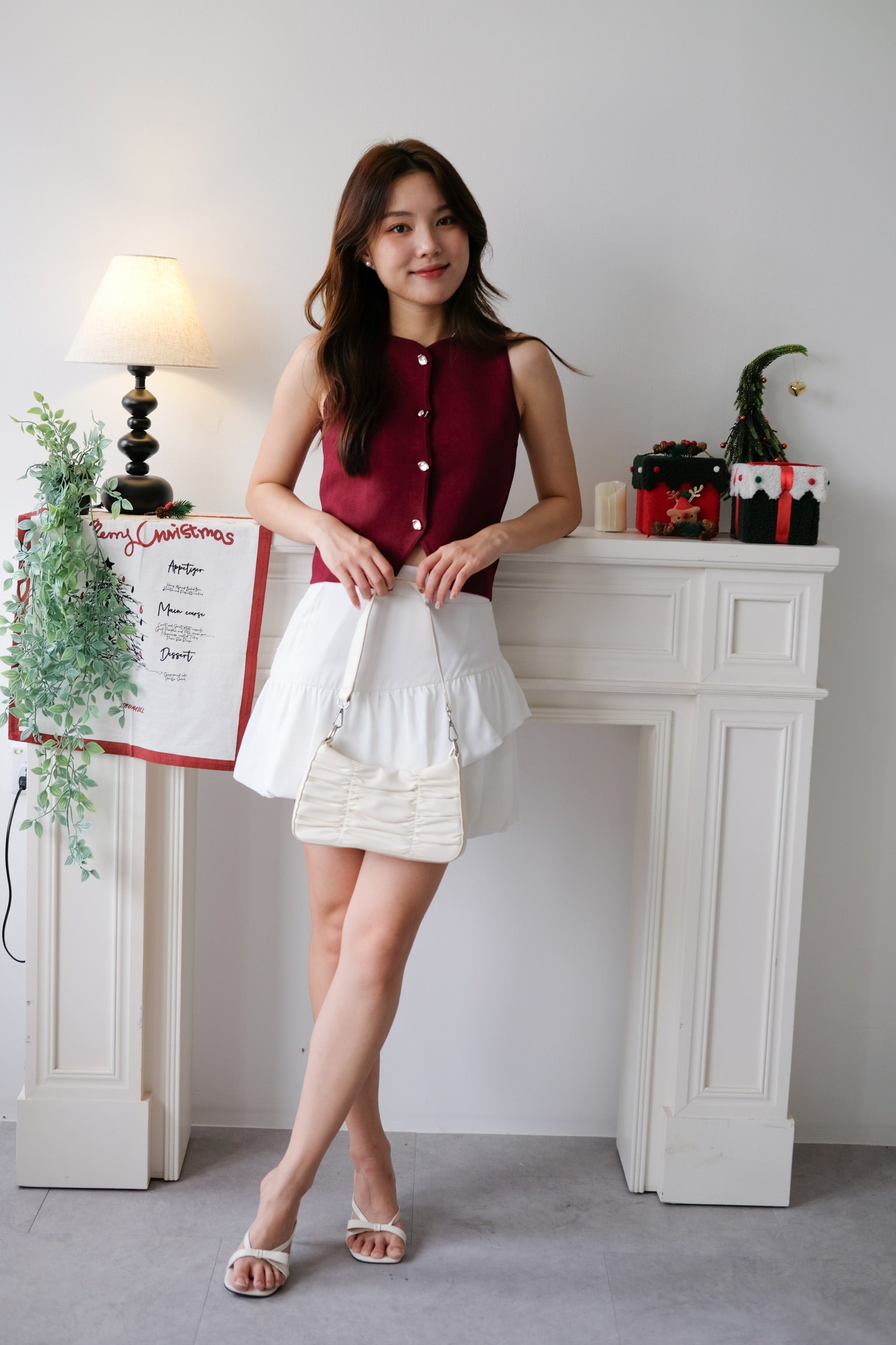 Zola Button Vest Top (Wine)