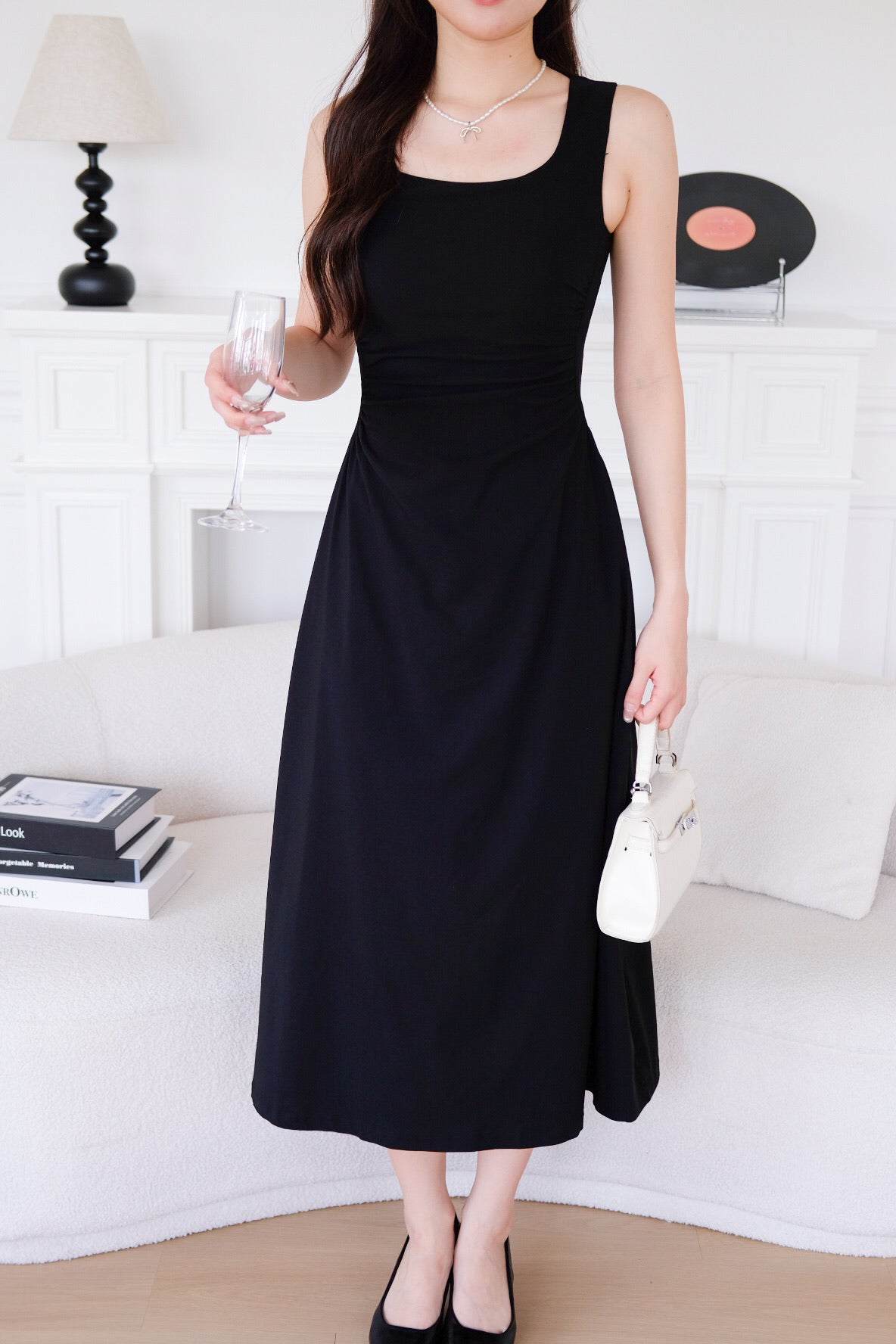Bernice Cinch Waist Maxi Dress (Black)
