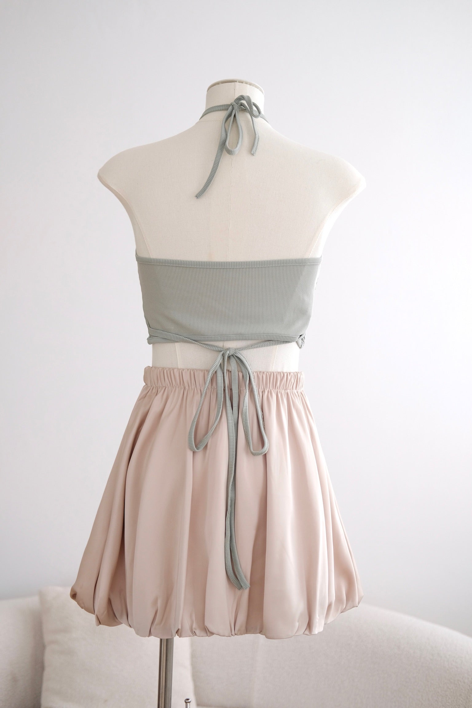 Halter Rope Ribbon Crop Top (Green)