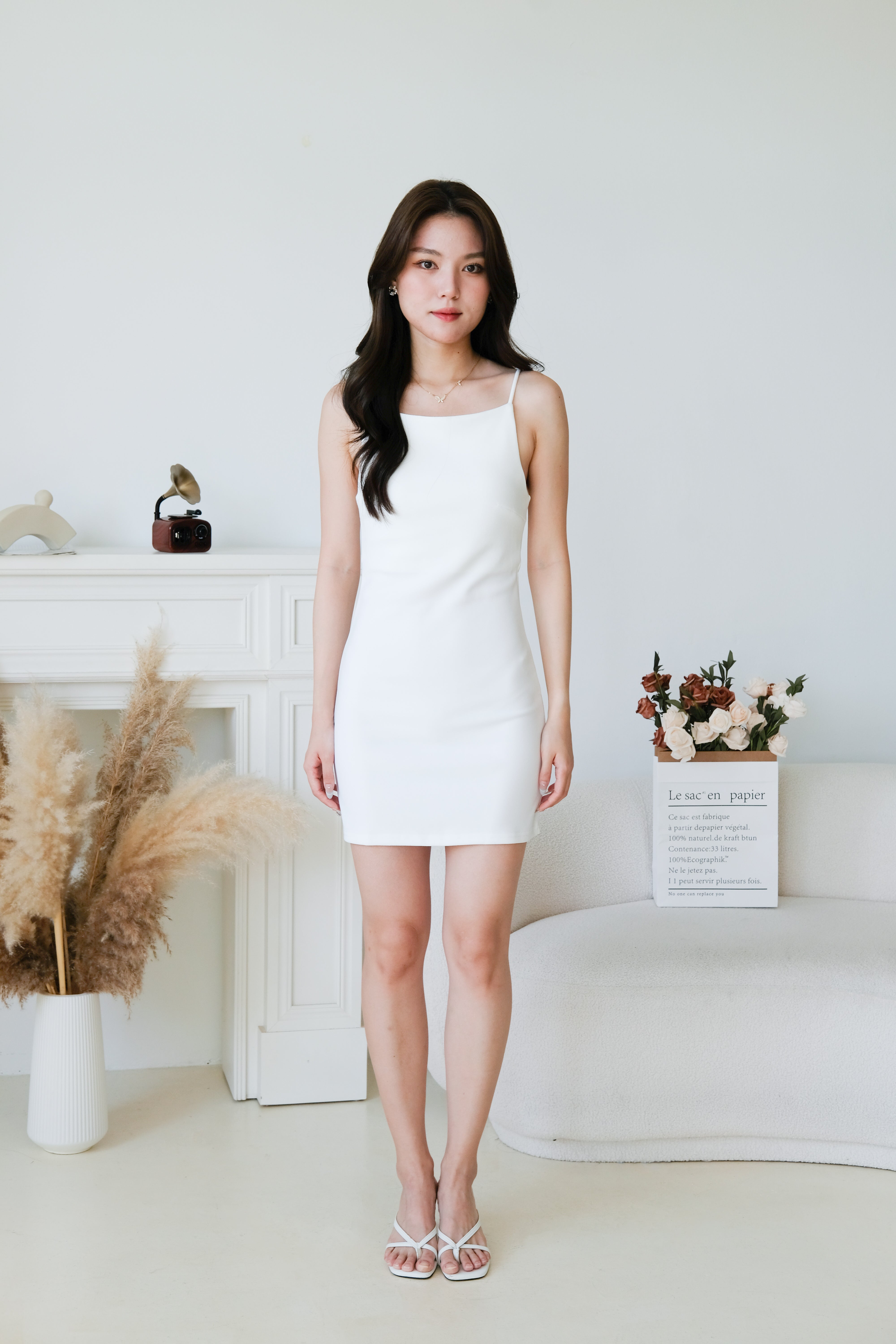 Lara A Line Shift Dress (White)