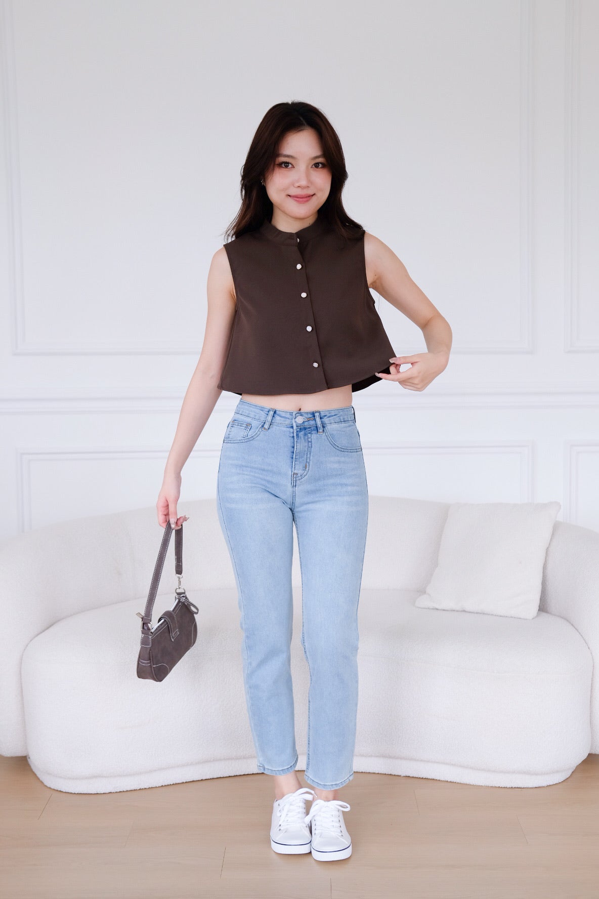 Lindy Flare Crop Top (Mocha)