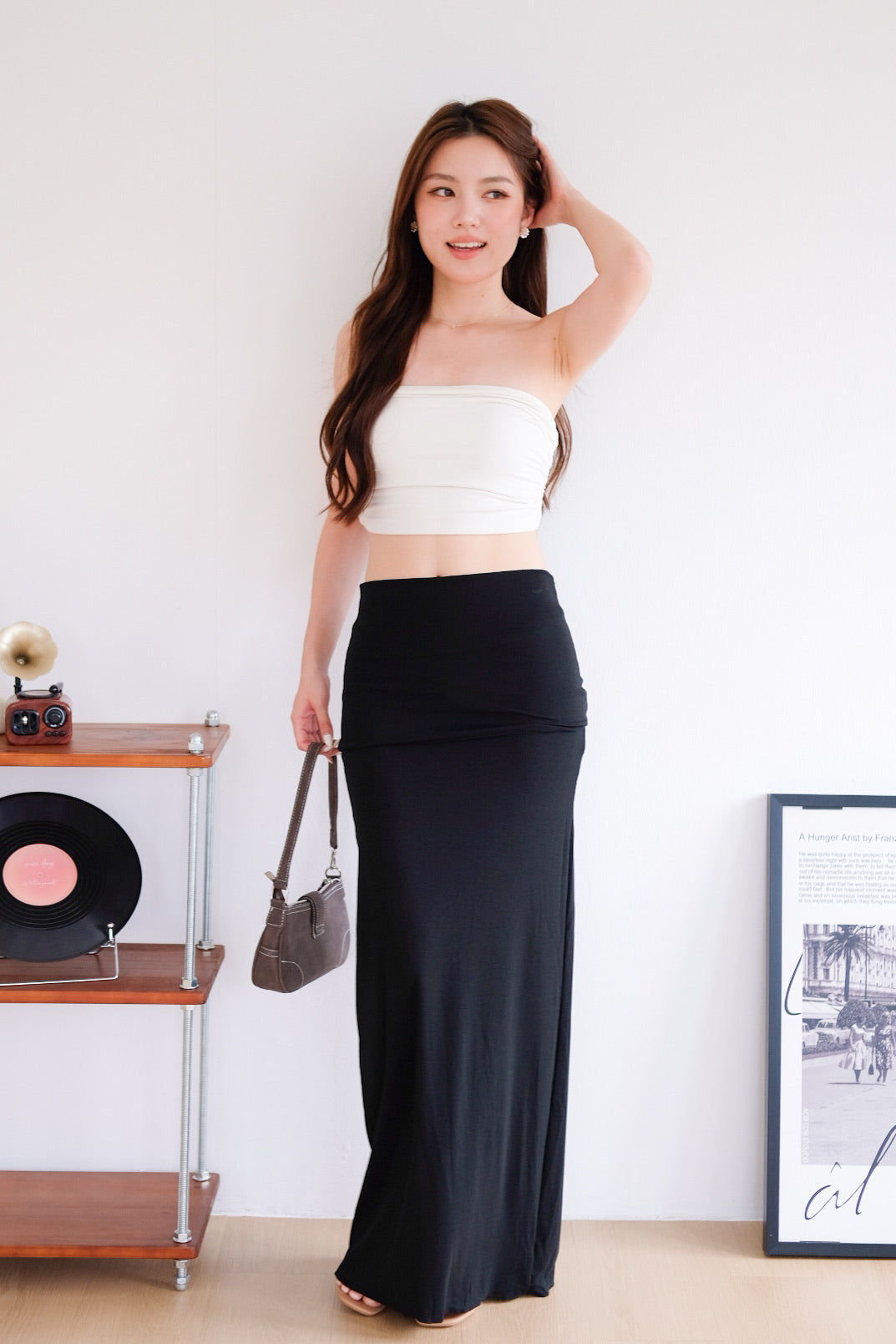 Sienna Cotton Maxi Skirt (Black)