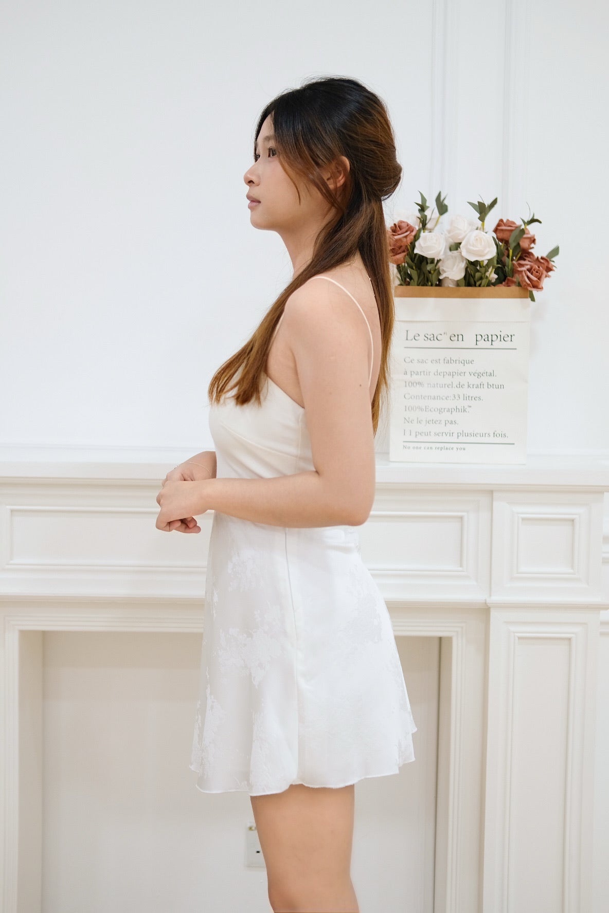 Xin Cheongsam Mini Skirt (White)