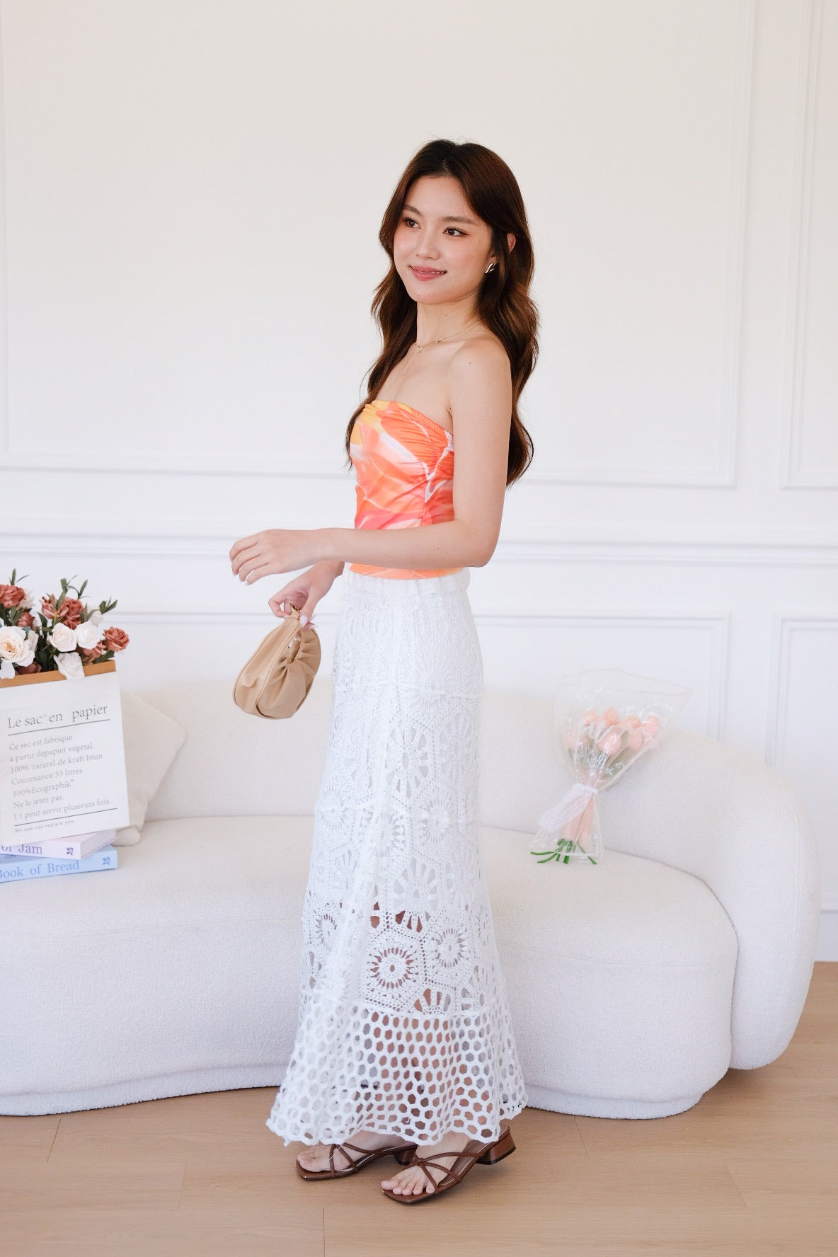 Zahara Crochet Maxi Skirt (White)