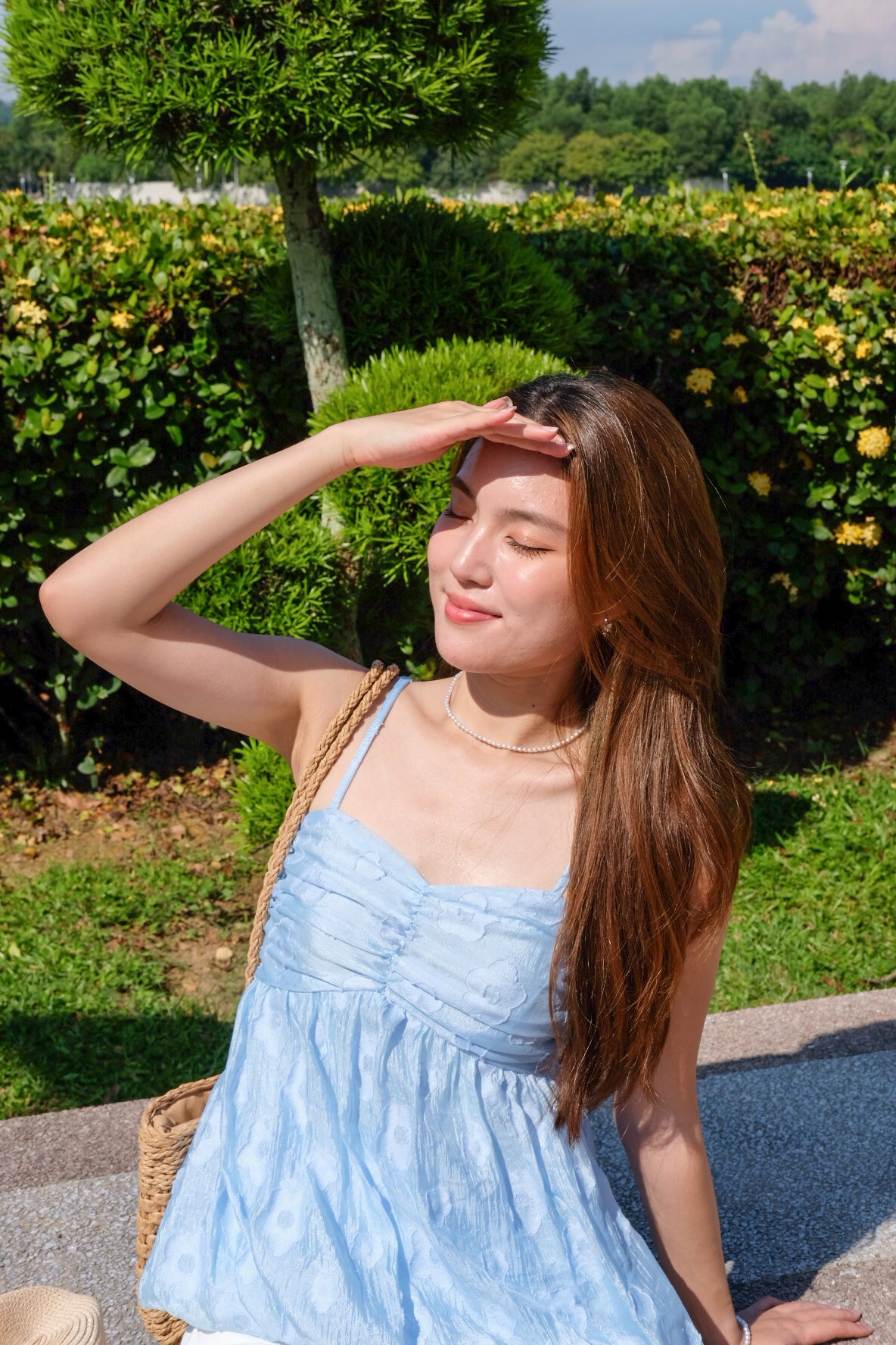 Joey Organza Bubble Babydoll Top (Ocean Blue)