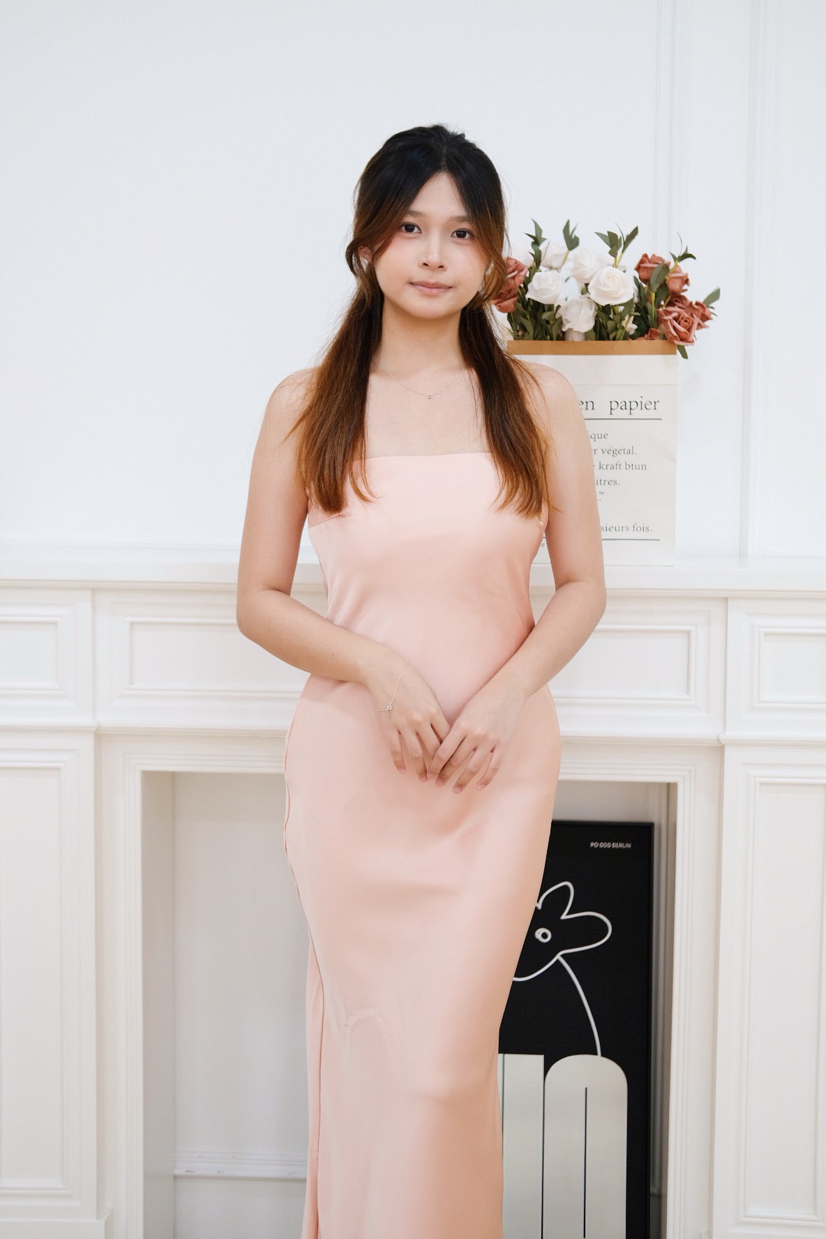Nude Pink Tube Satin Dress