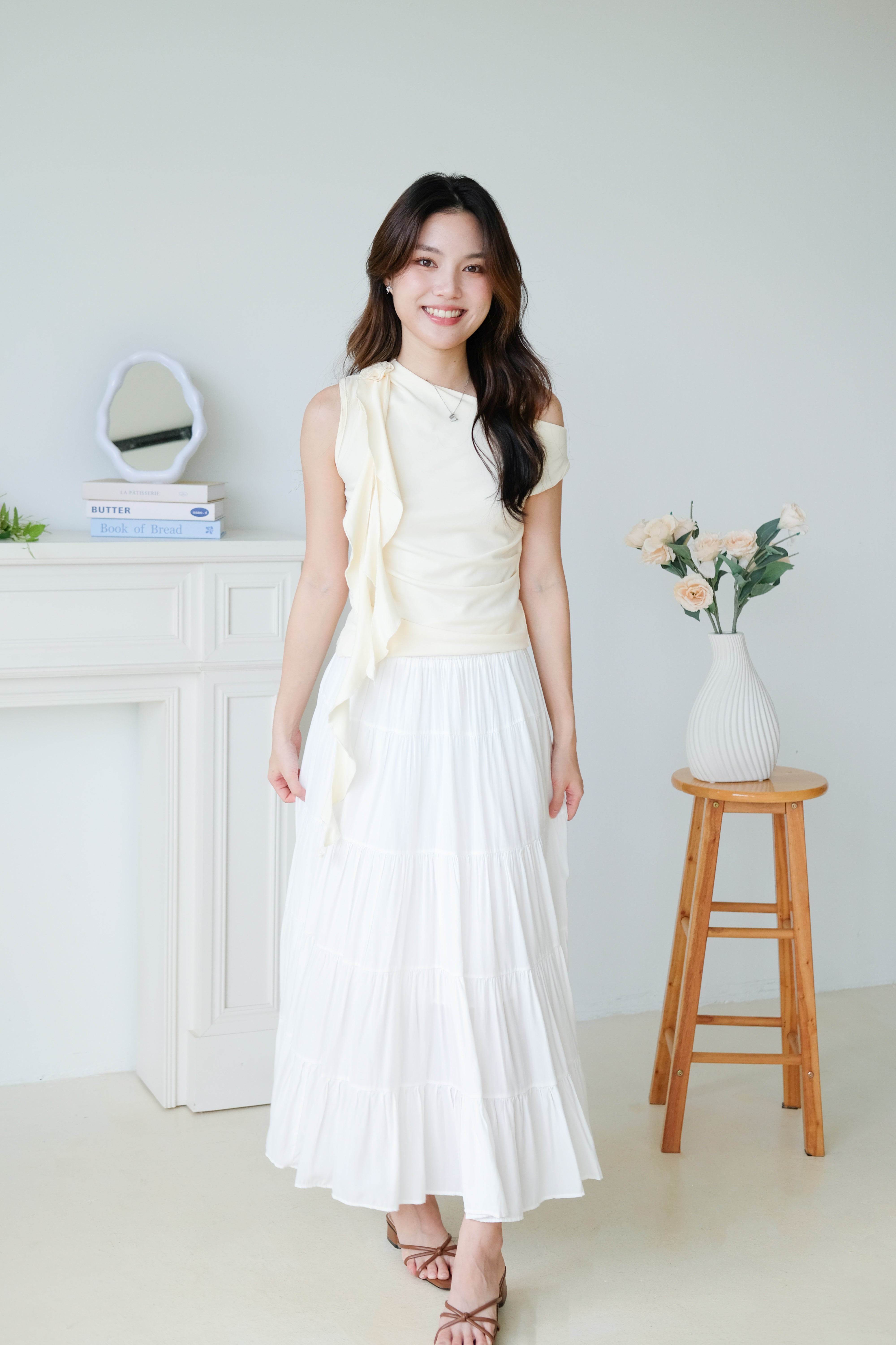Elora Ruffle Toga Top (Cream)