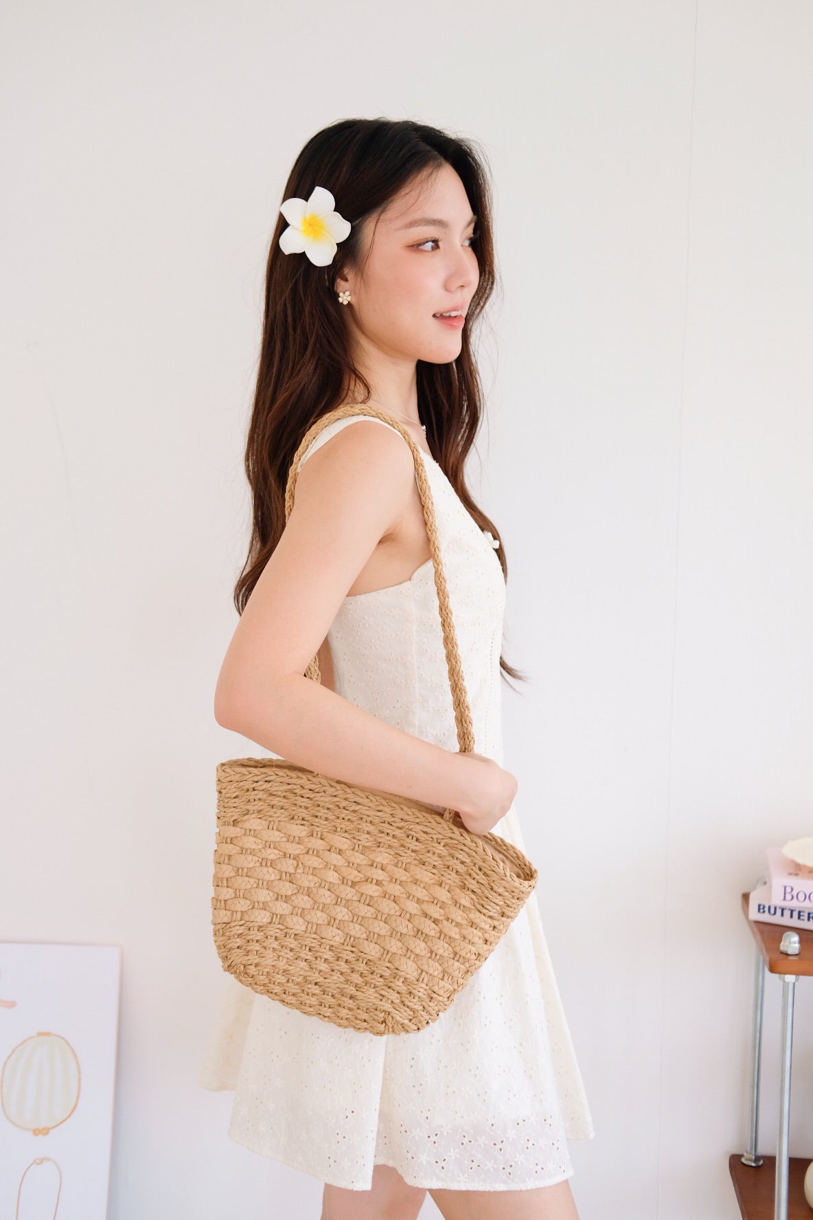 Reyna V Neck Eyelet Skater Dress (Cream)