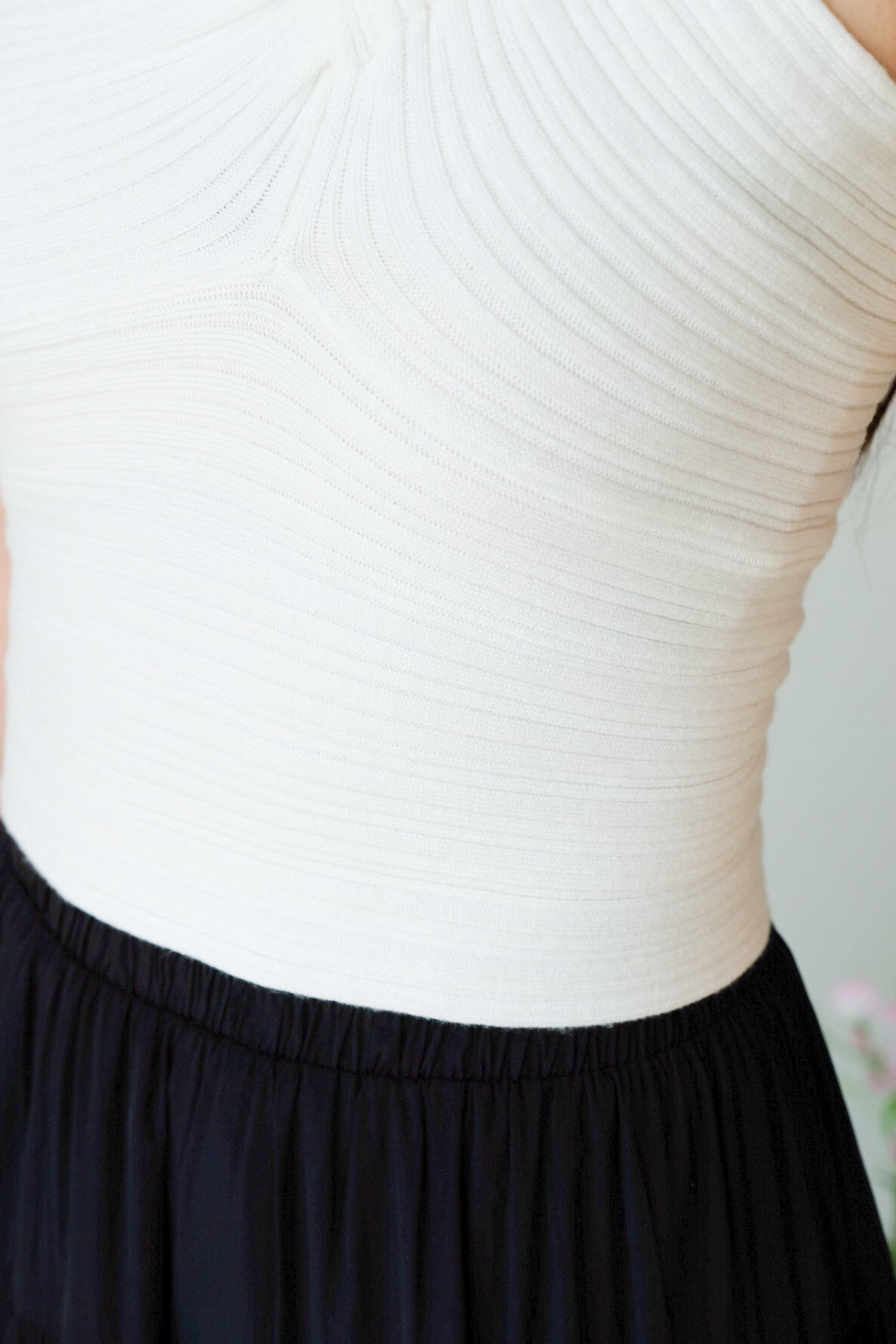 Dillon Knit Toga Crop Top (White)