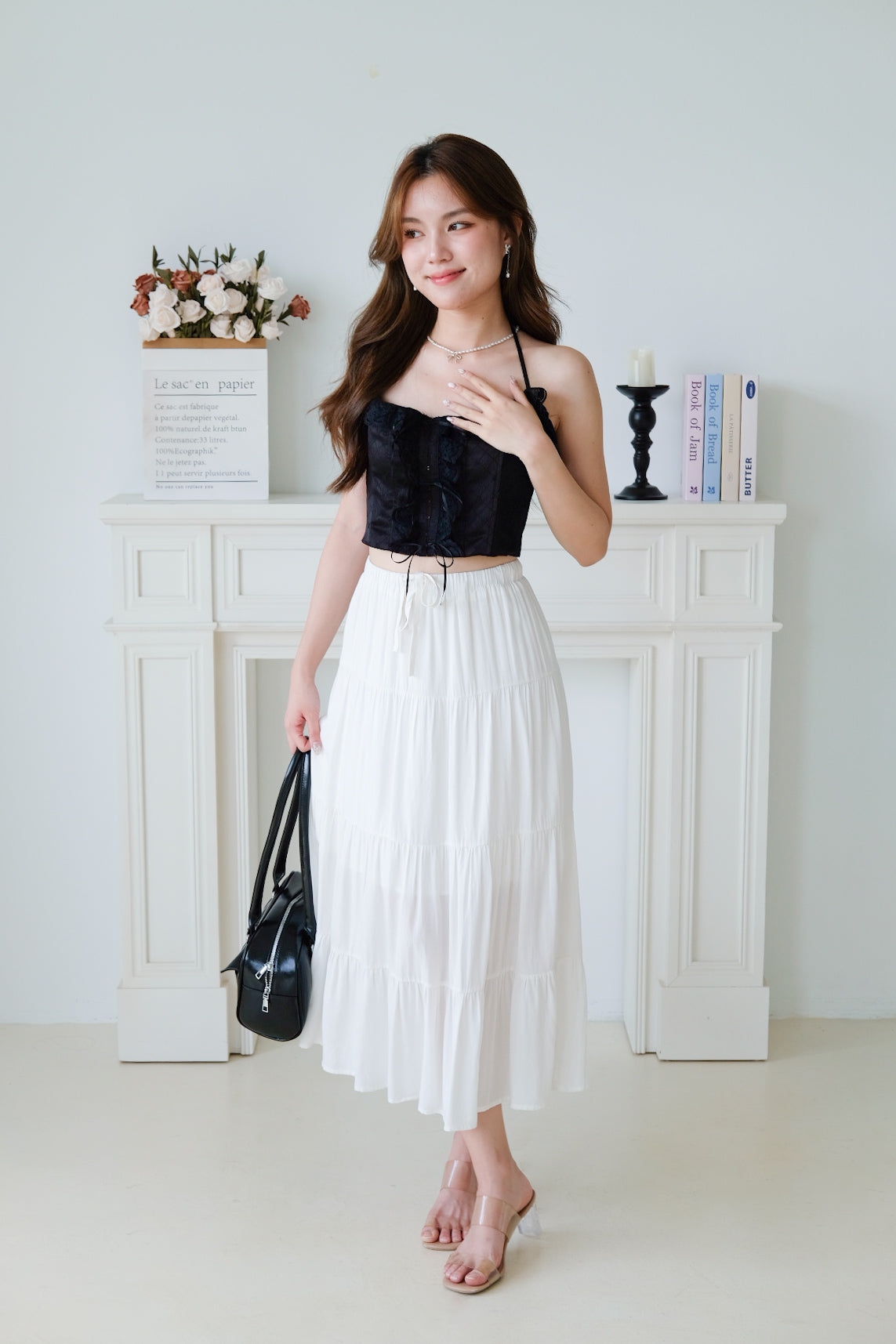 Alianna Lace Corset Crop Top (Black)