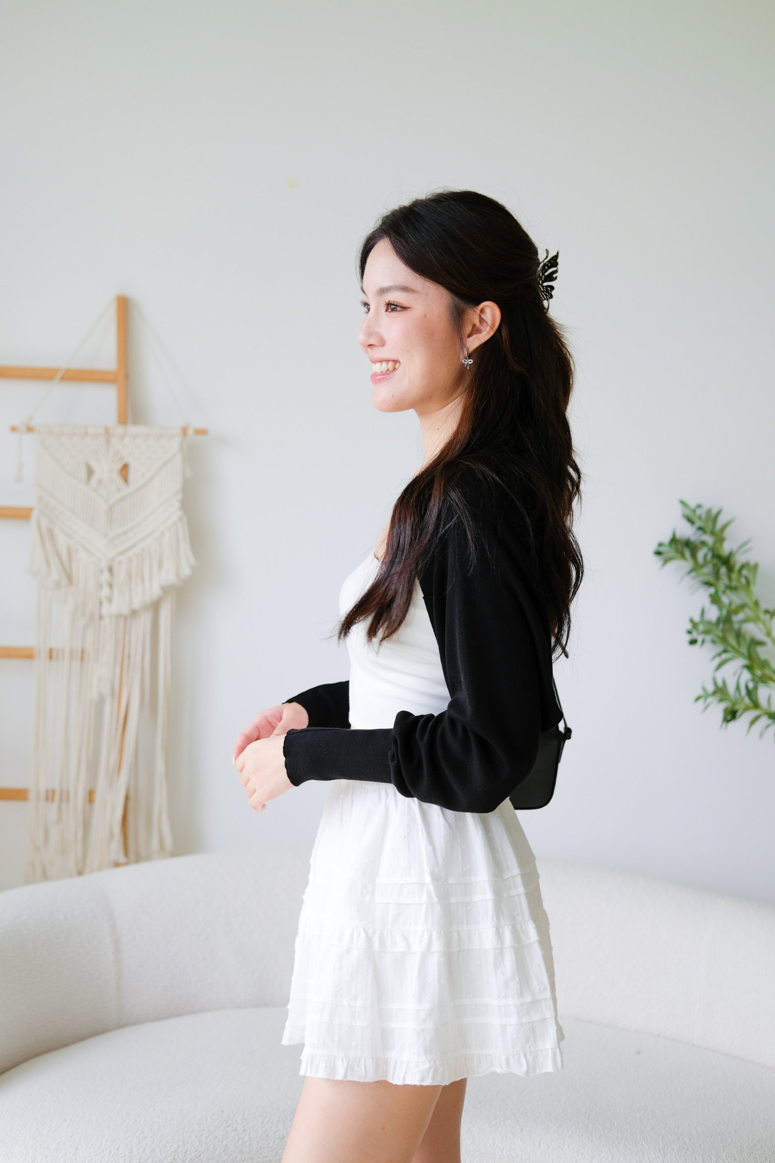 Blaire Bolero Cotton Cardigan (Black)