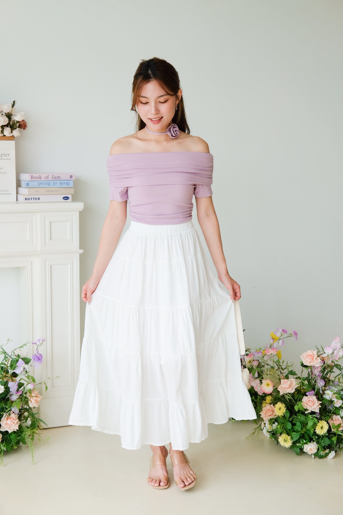 Willa Tiered Maxi Skirt (White)