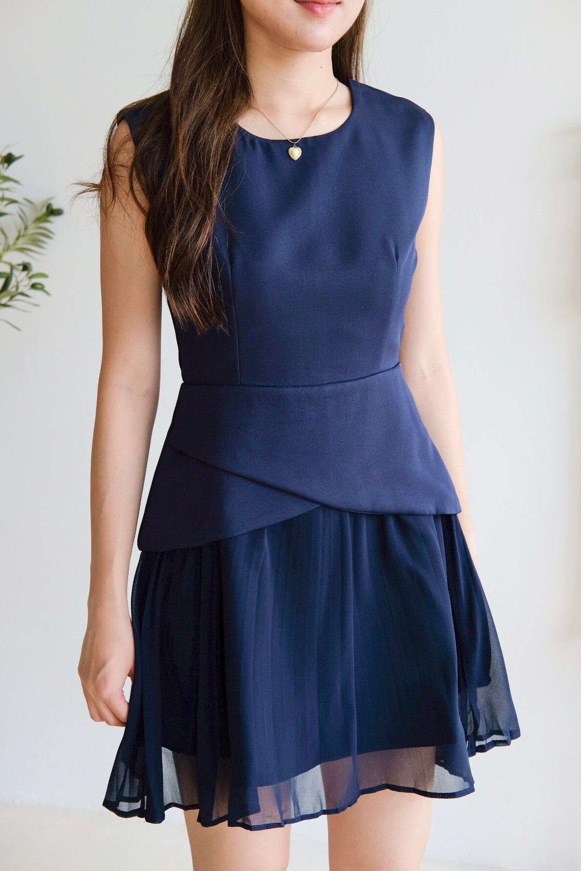 Belinda Contrast Hem Dress (Dark Blue)