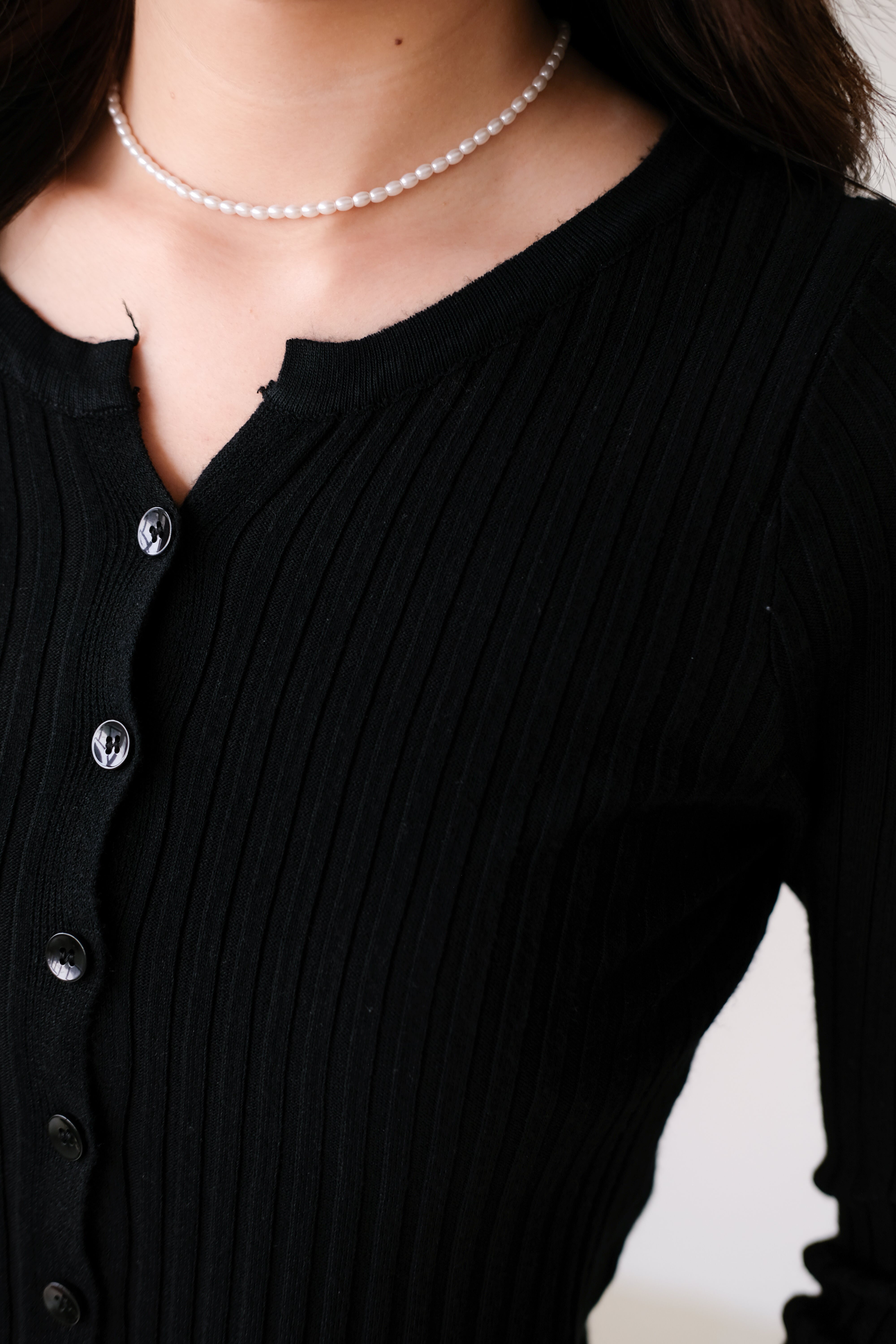 Soft Hour Knit Ribbed Cardigan (Black)