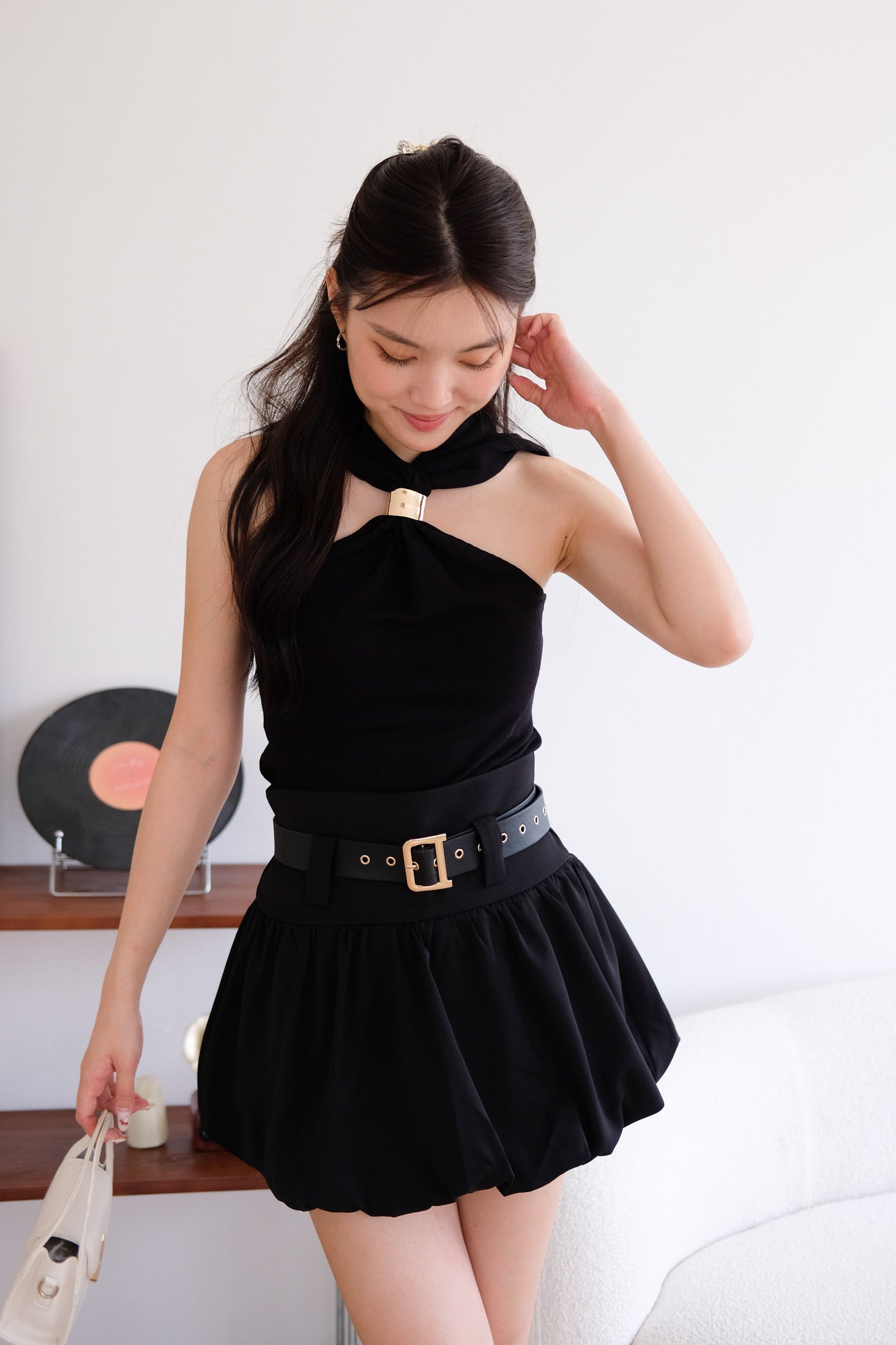 Rookie Belted Bubble Skirt (Black)