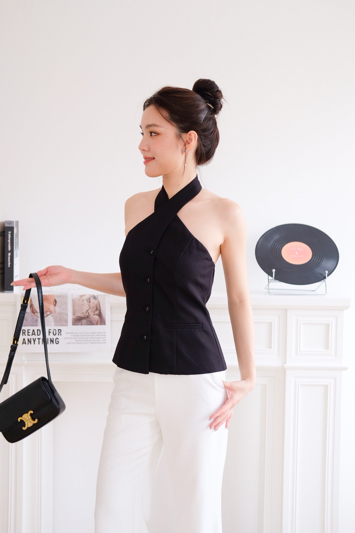 Angie Criss Cross Padded Top (Black)