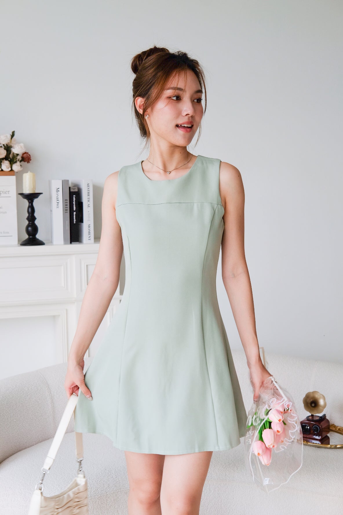 Yuna Classic A Line Dress (Avocado Green)