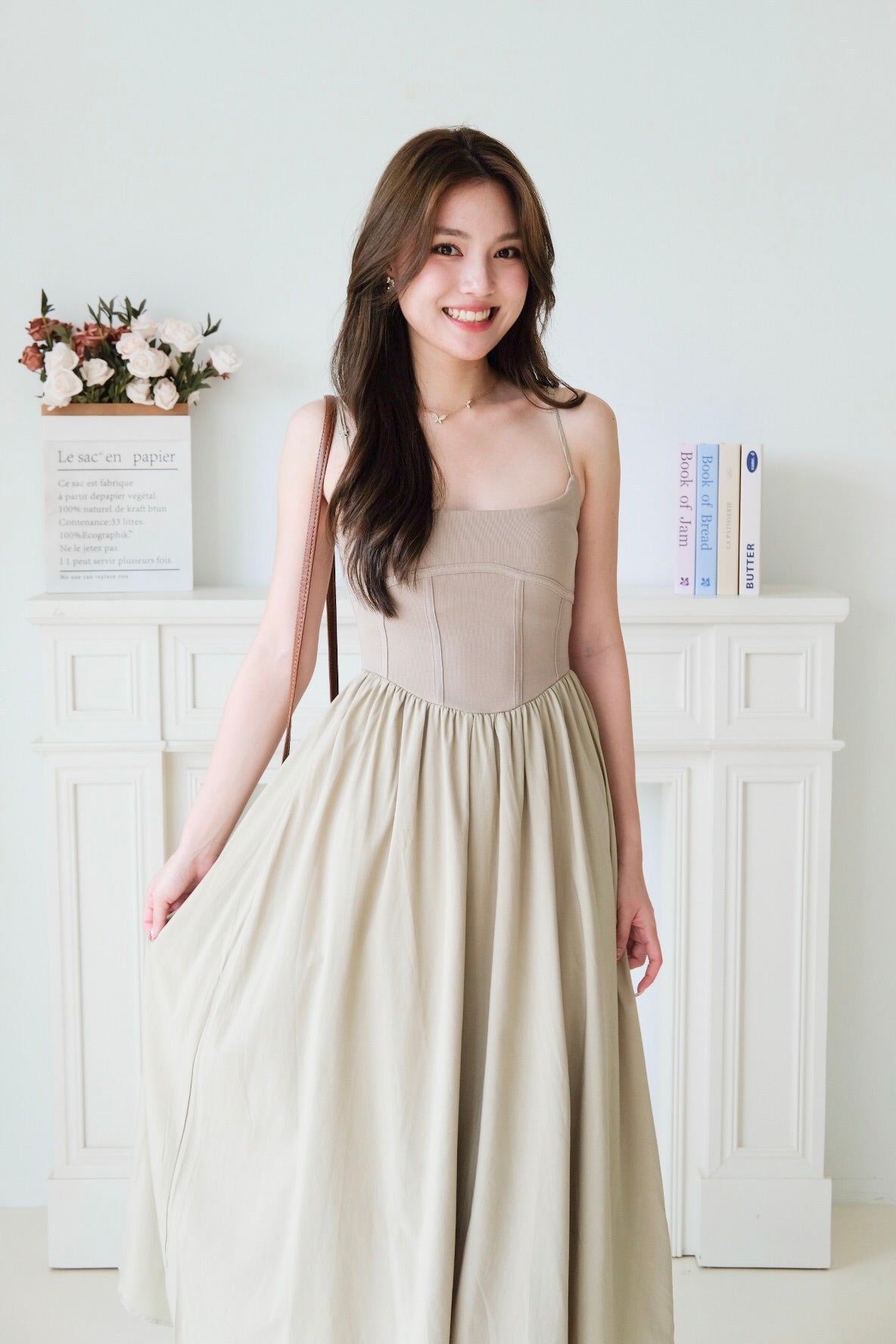 Clara Corset Maxi Dress (Olive)
