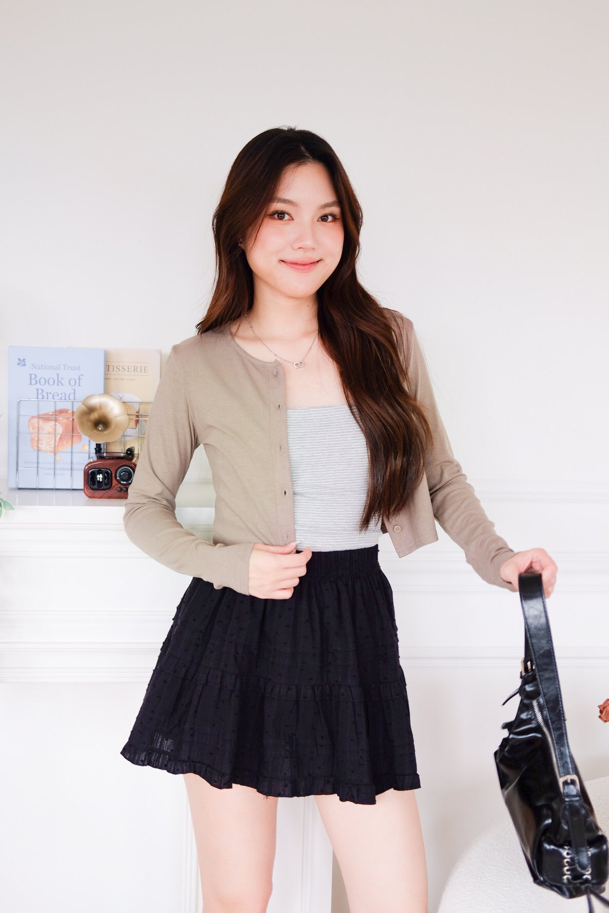 Isla Button Cardigan (Smoky Green)