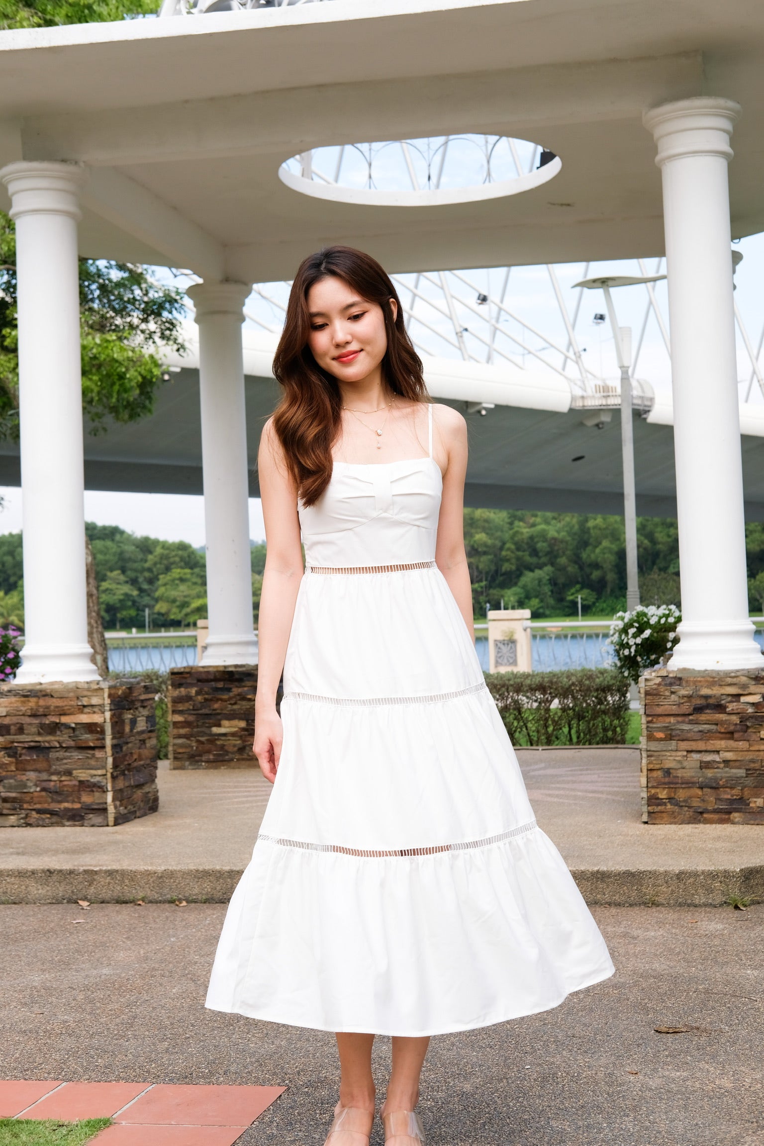 Danessa Padded Midaxi Dress (White)
