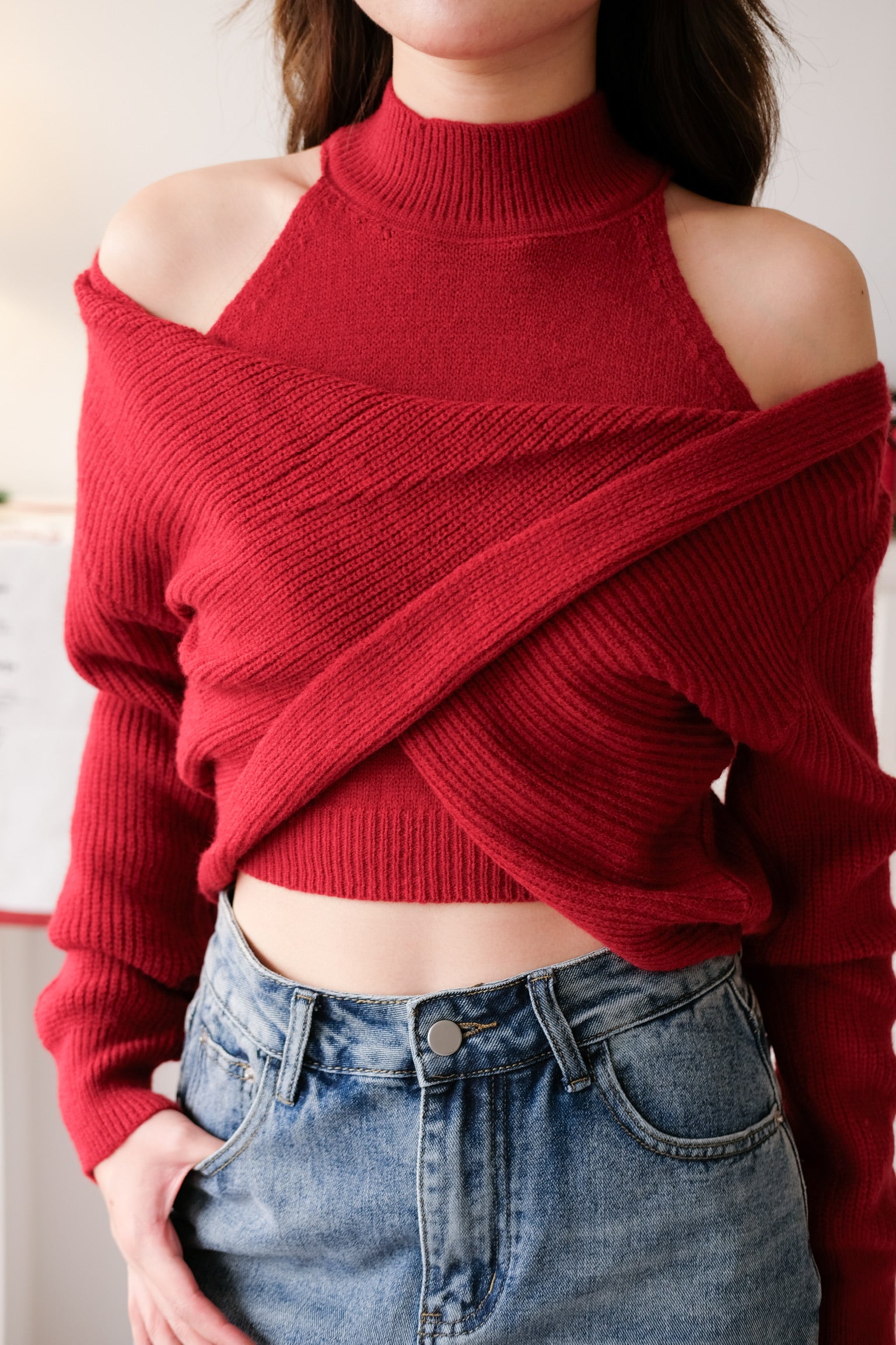 Olivia 2-in-1 Knit Sweater Set (Red)