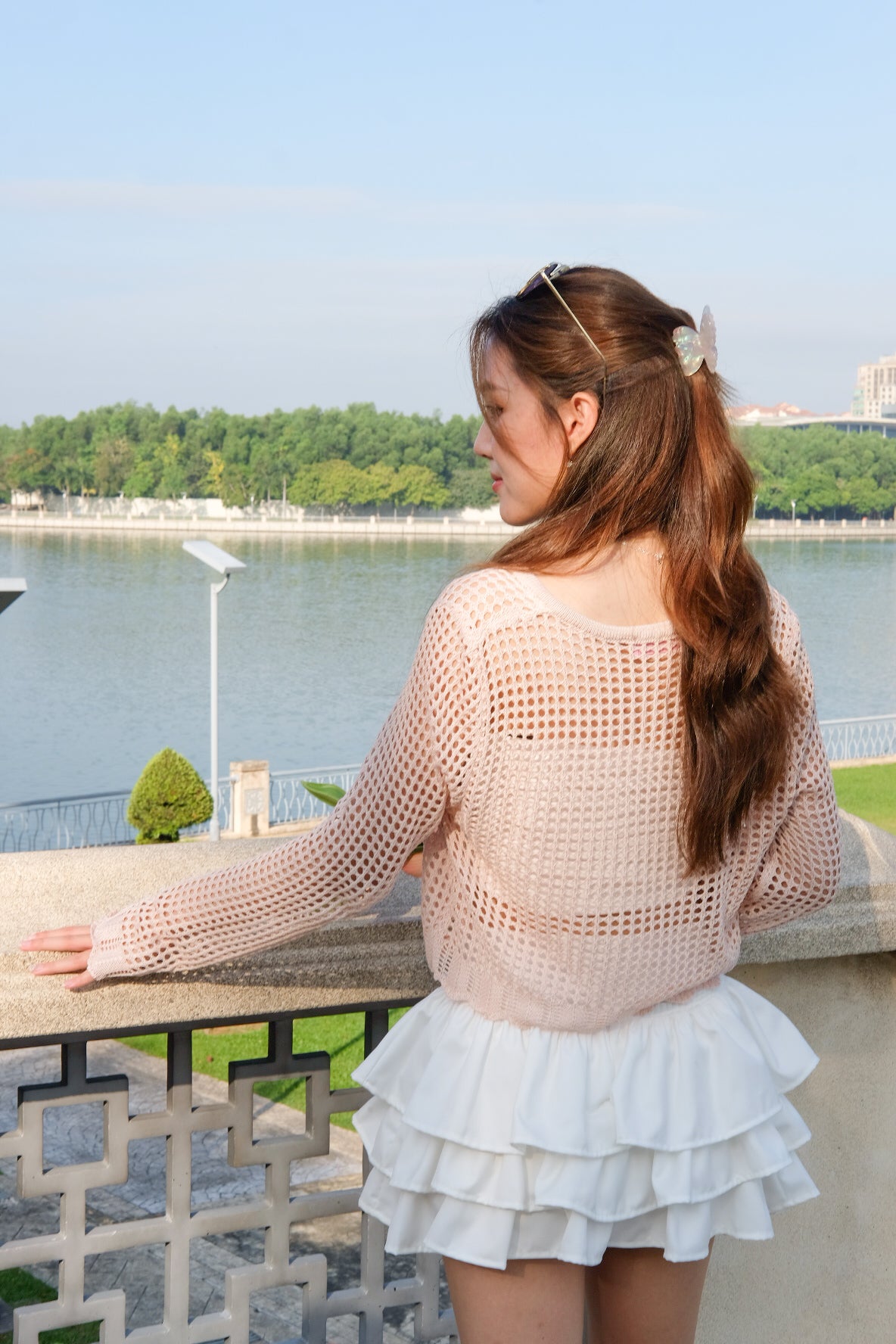 Savannah Beach Knit Cropped Outerwear (Baby Pink)