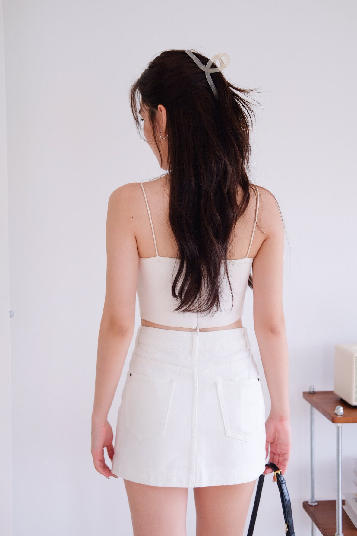Levin Denim Skorts (White)