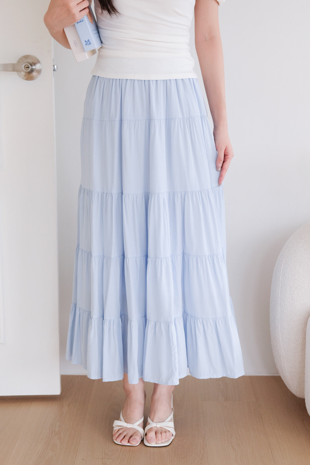 Willa Tiered Maxi Skirt (Sky Blue)