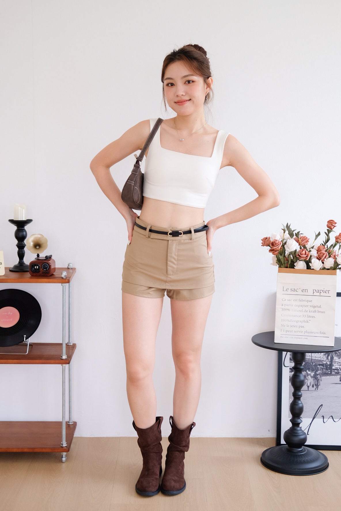 Contour Belted Skort (Khaki)