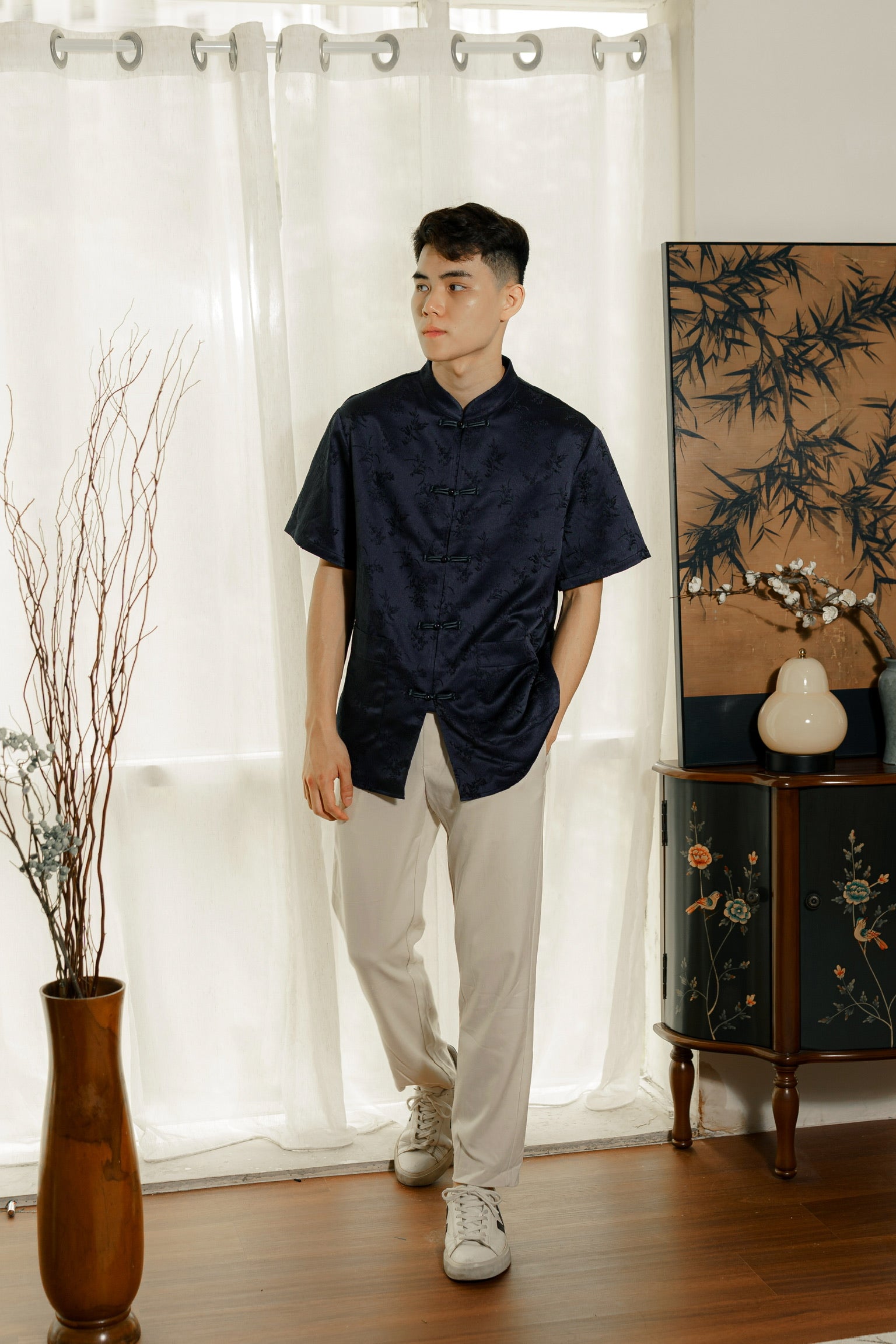 墨雨云间 Moonmist Men Samfu (Navy Blue)