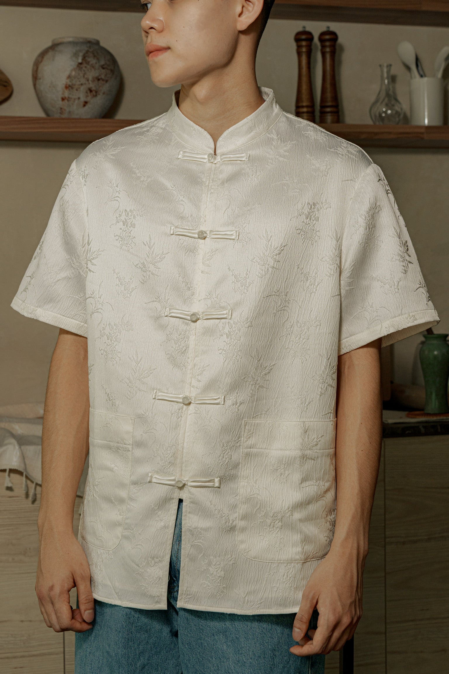 墨雨云间 Moonmist Men Samfu (Cream)