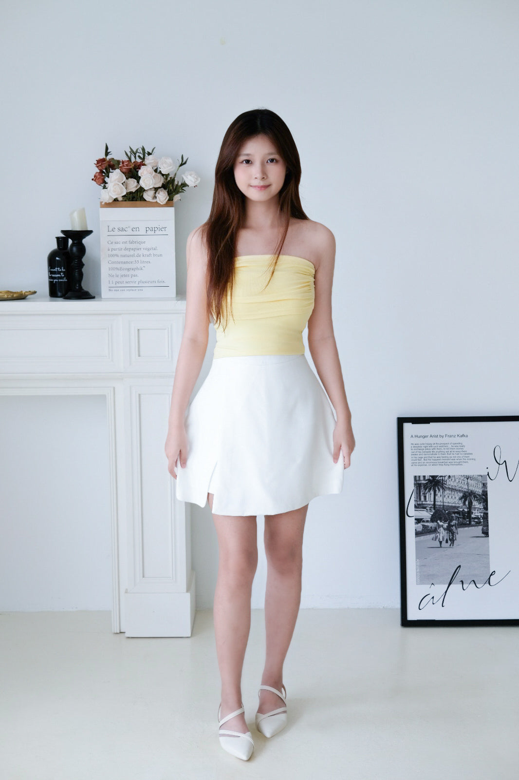 White Slit Mini Skirt