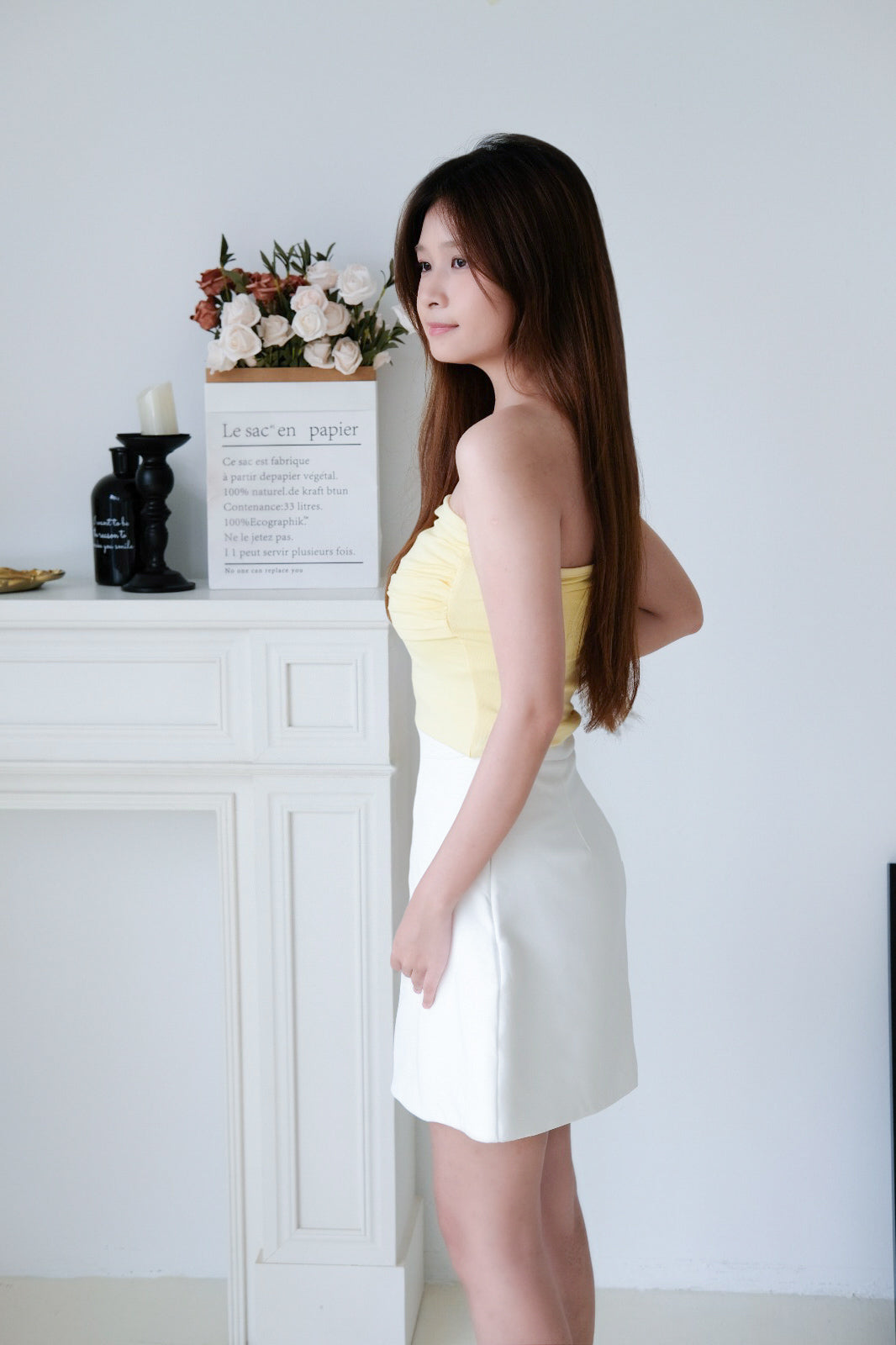 White Slit Mini Skirt