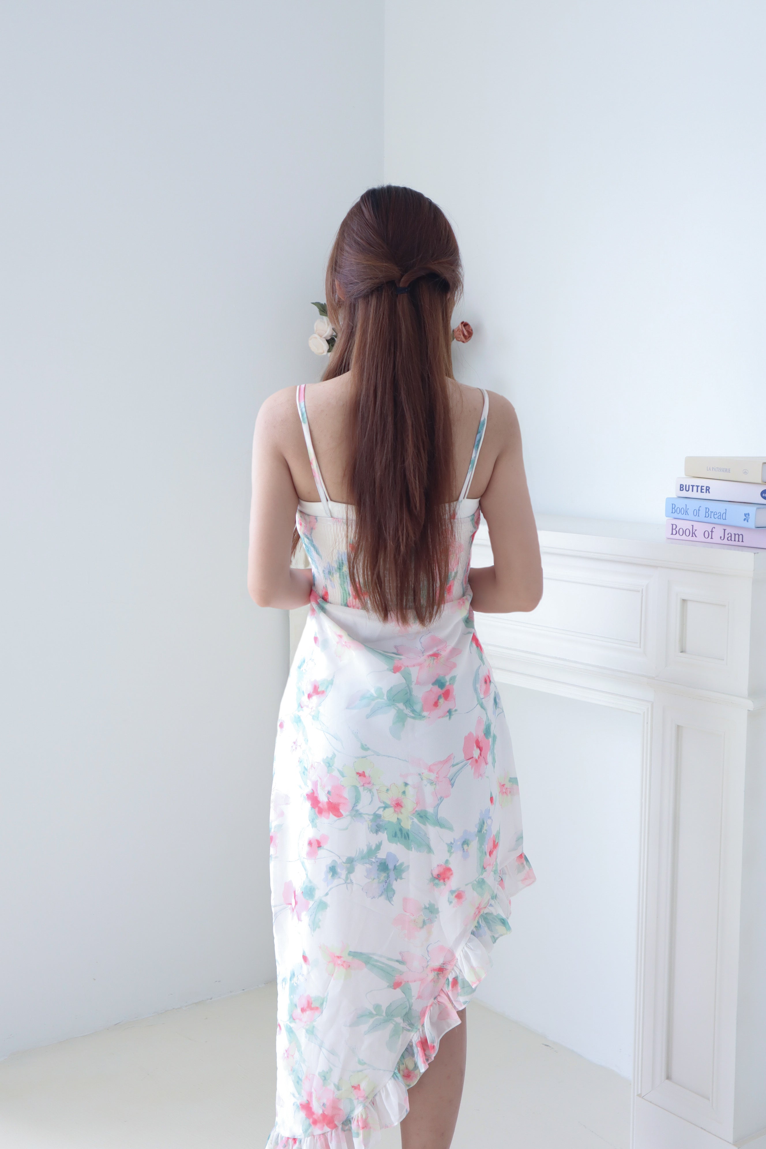 Printed Chiffon Asymmetrical Hem Dress