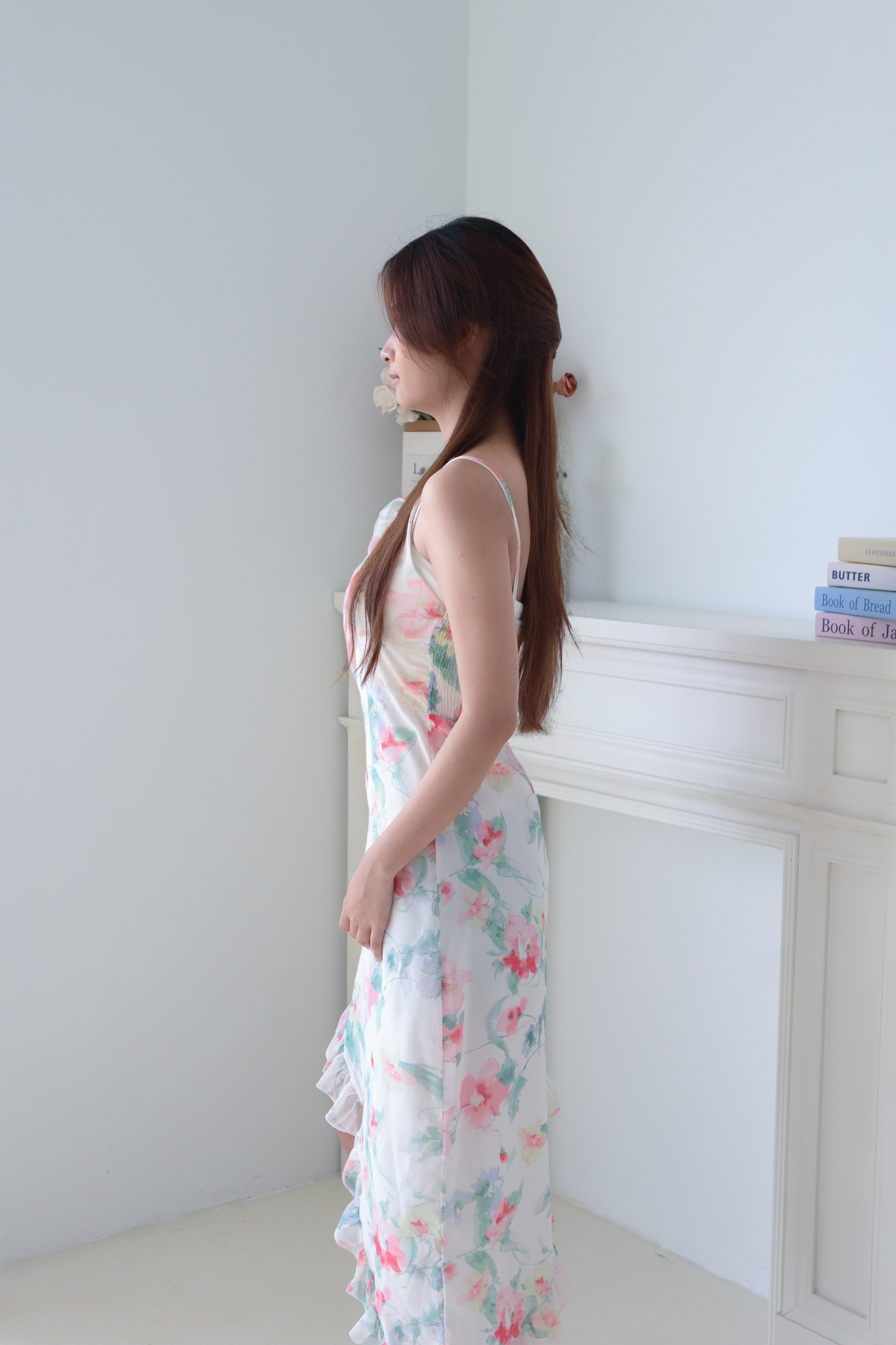 Printed Chiffon Asymmetrical Hem Dress