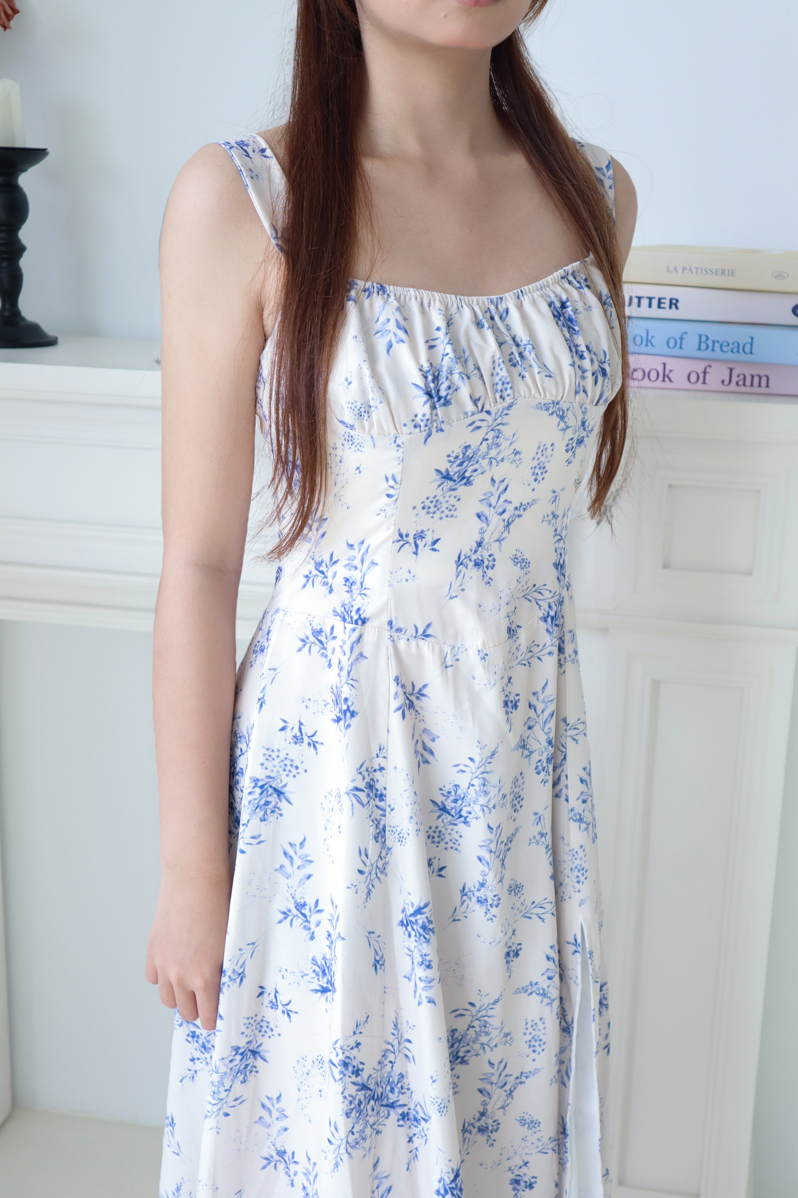 Light Beige Floral Print Maxi Dress