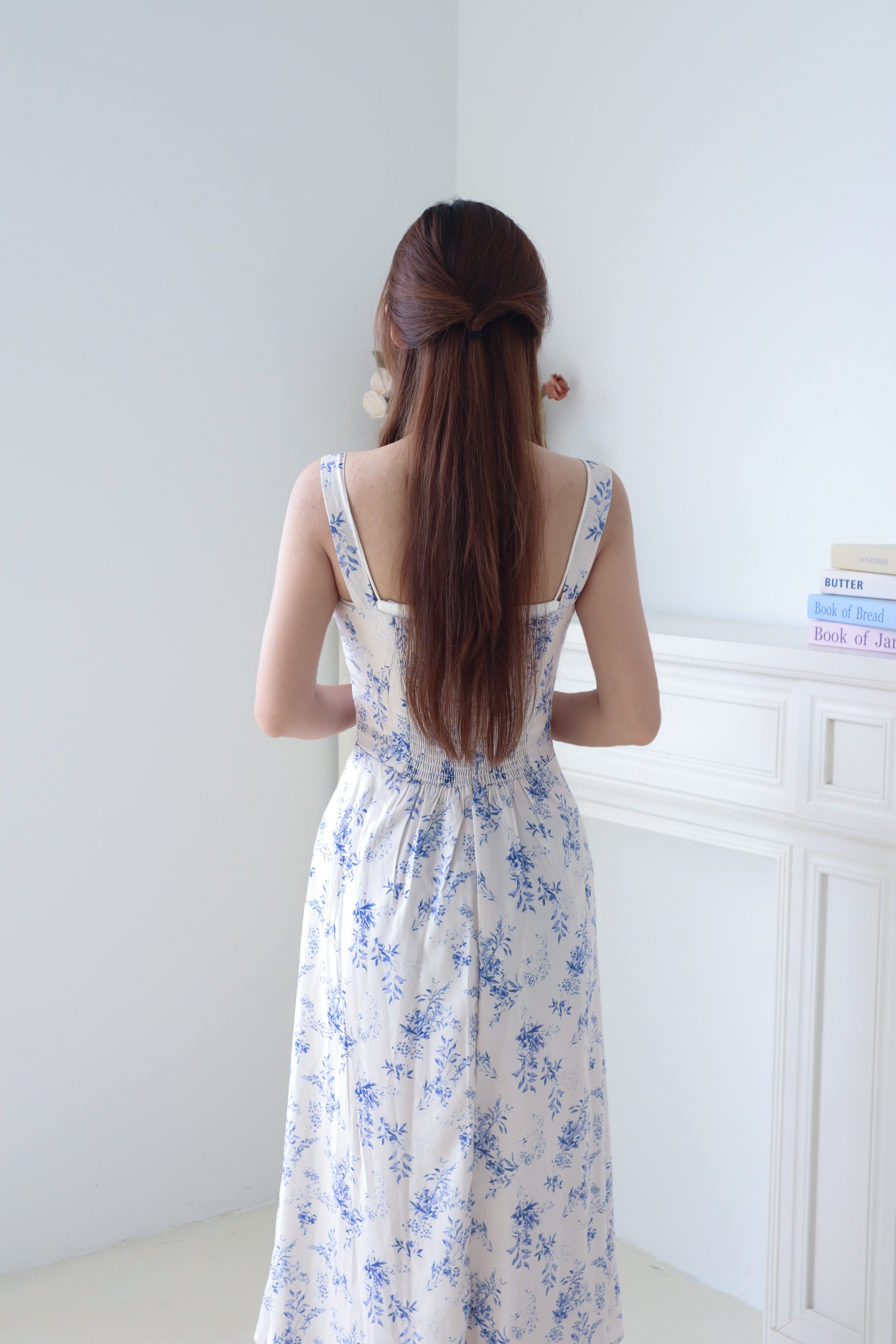 Light Beige Floral Print Maxi Dress