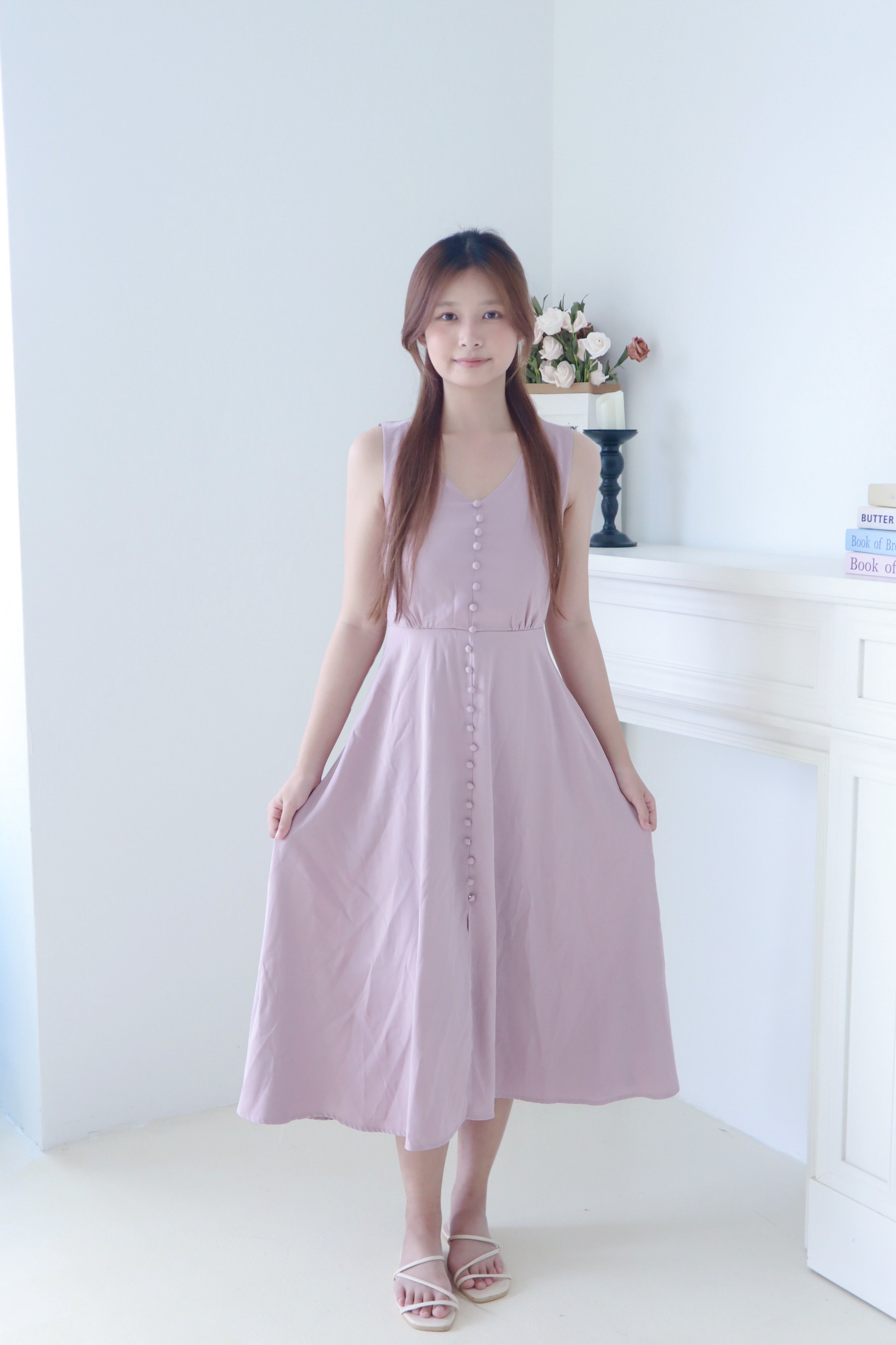 Light Purple Sleeveless Slit Maxi Dress