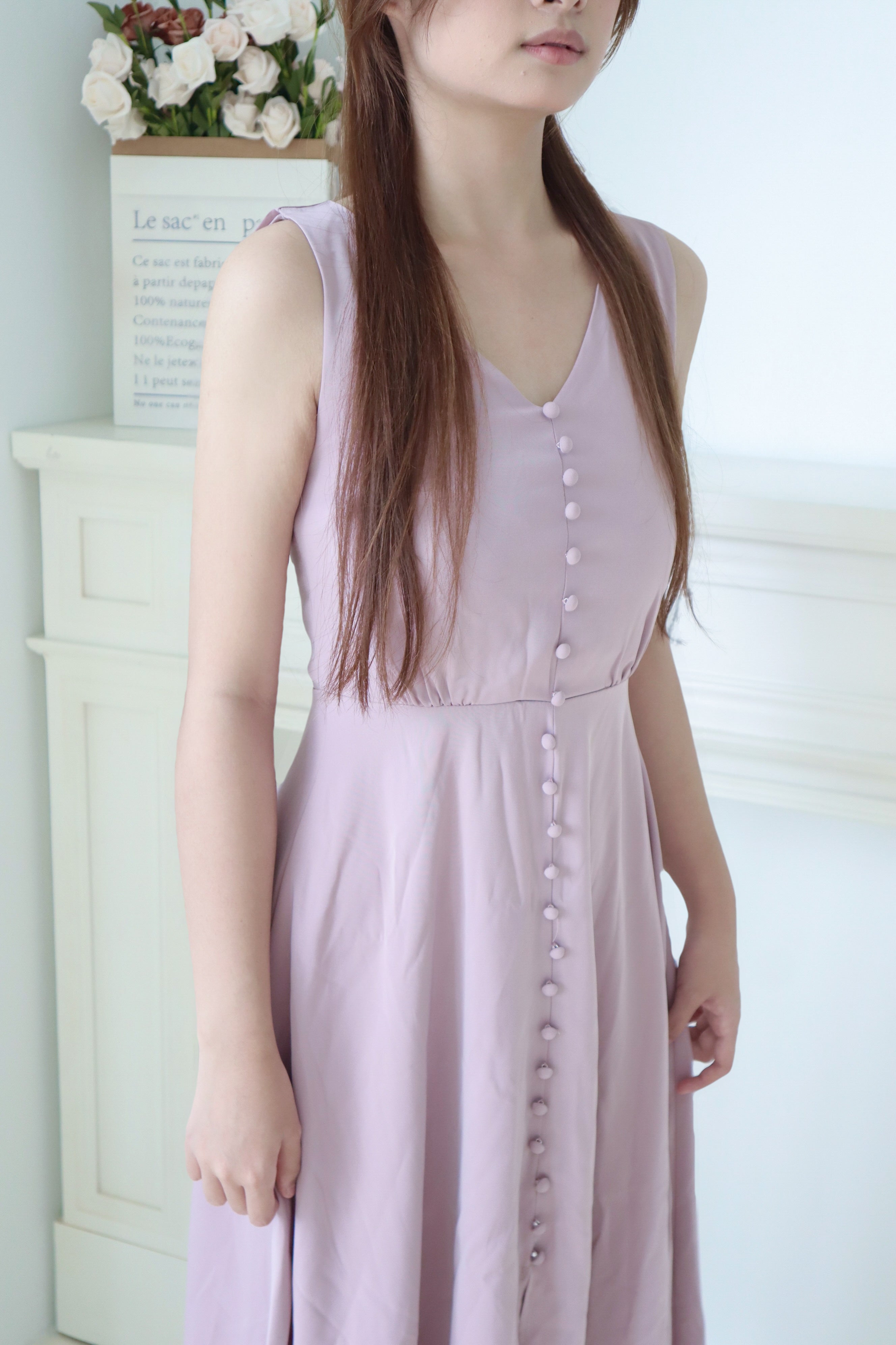 Light Purple Sleeveless Slit Maxi Dress