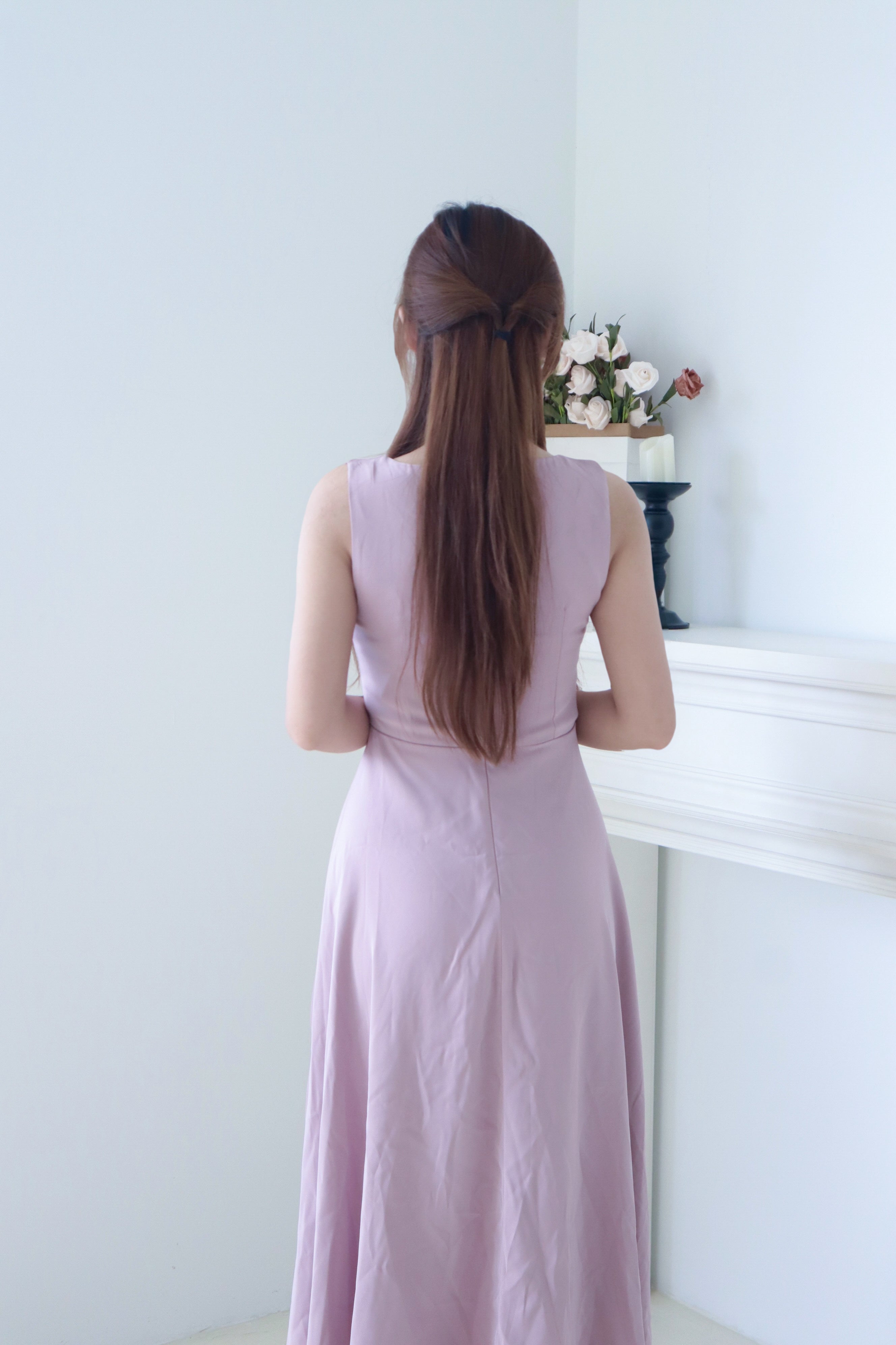 Light Purple Sleeveless Slit Maxi Dress