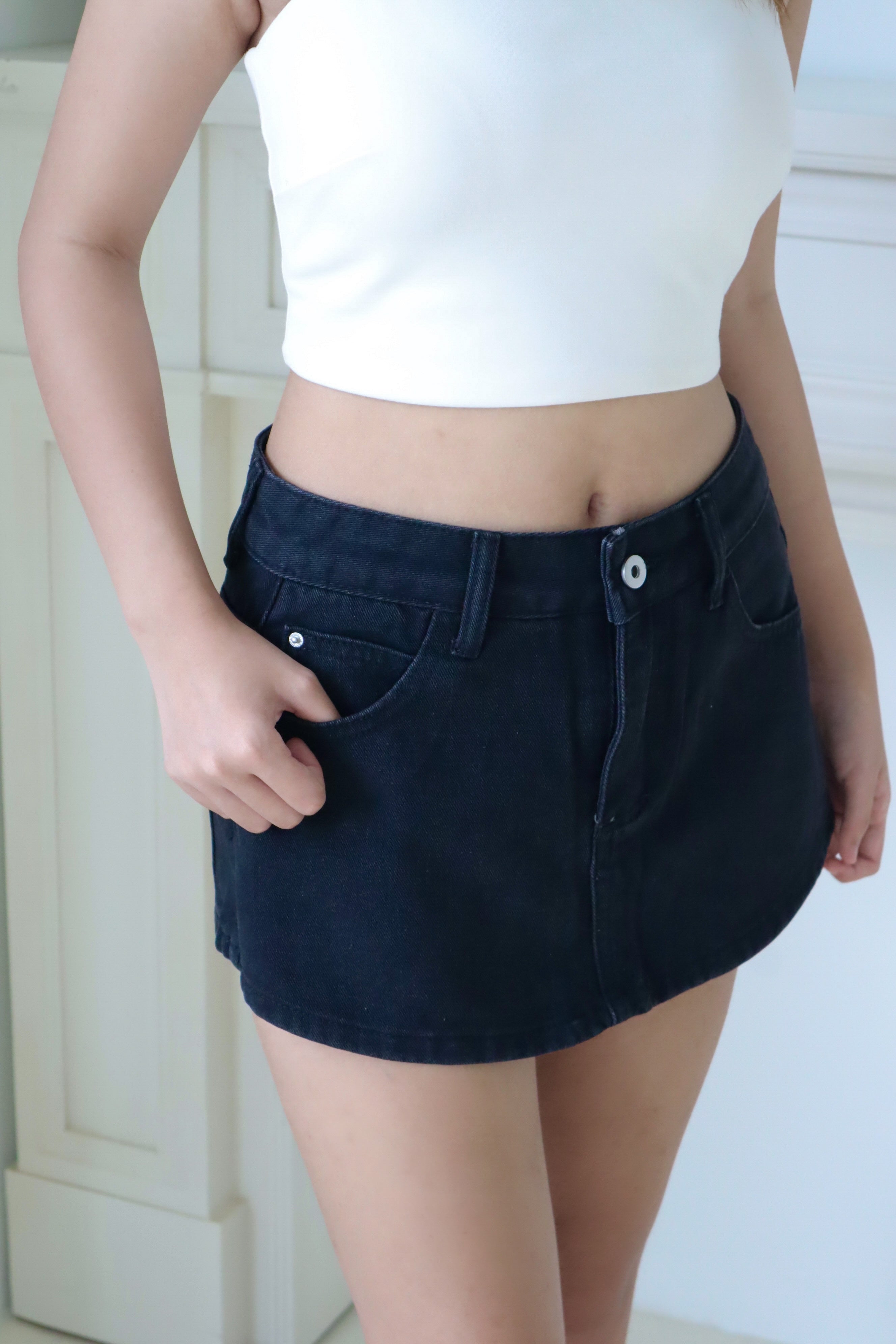 Black Denim Skort