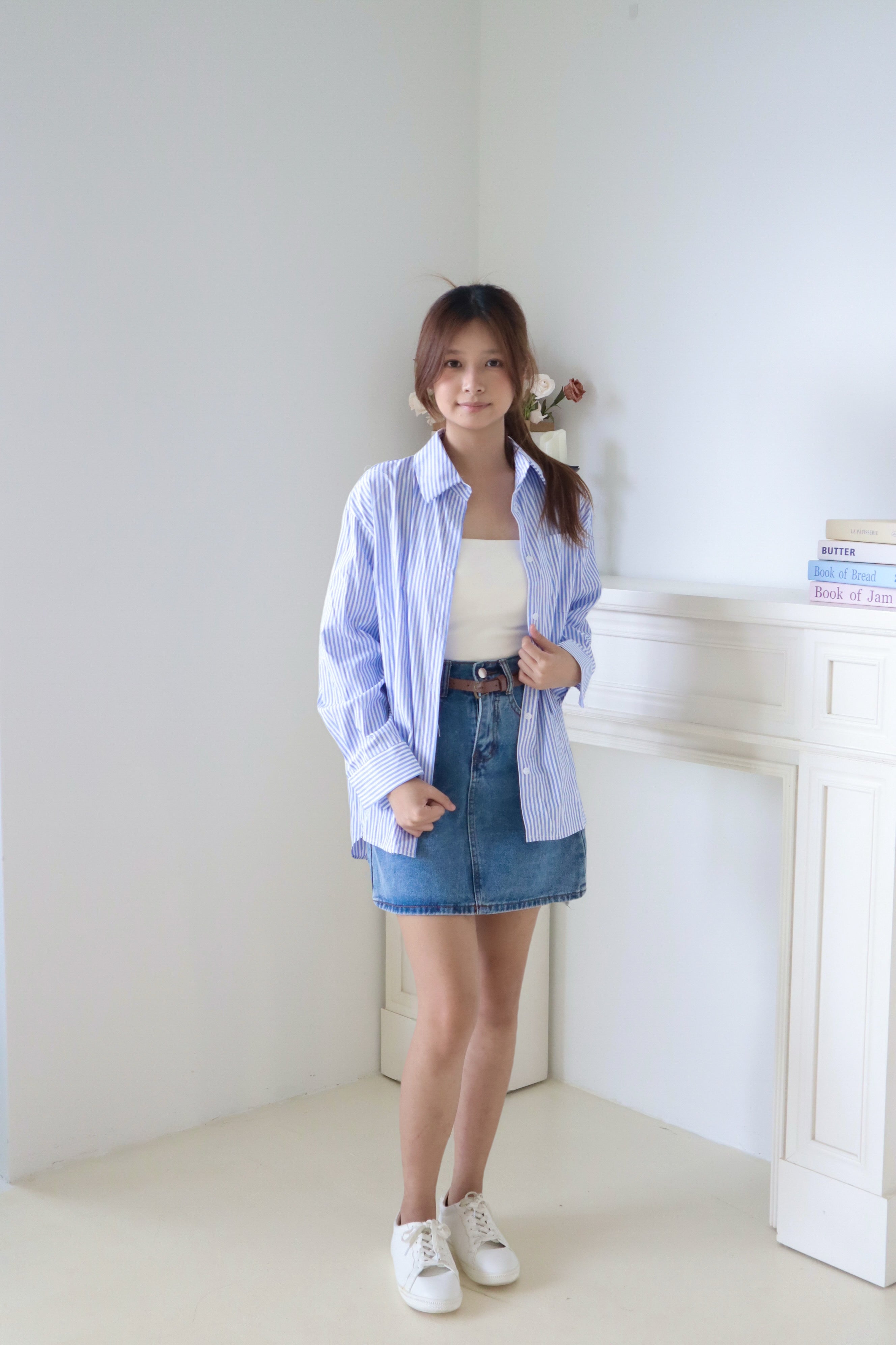 Blue and White Striped Shirt