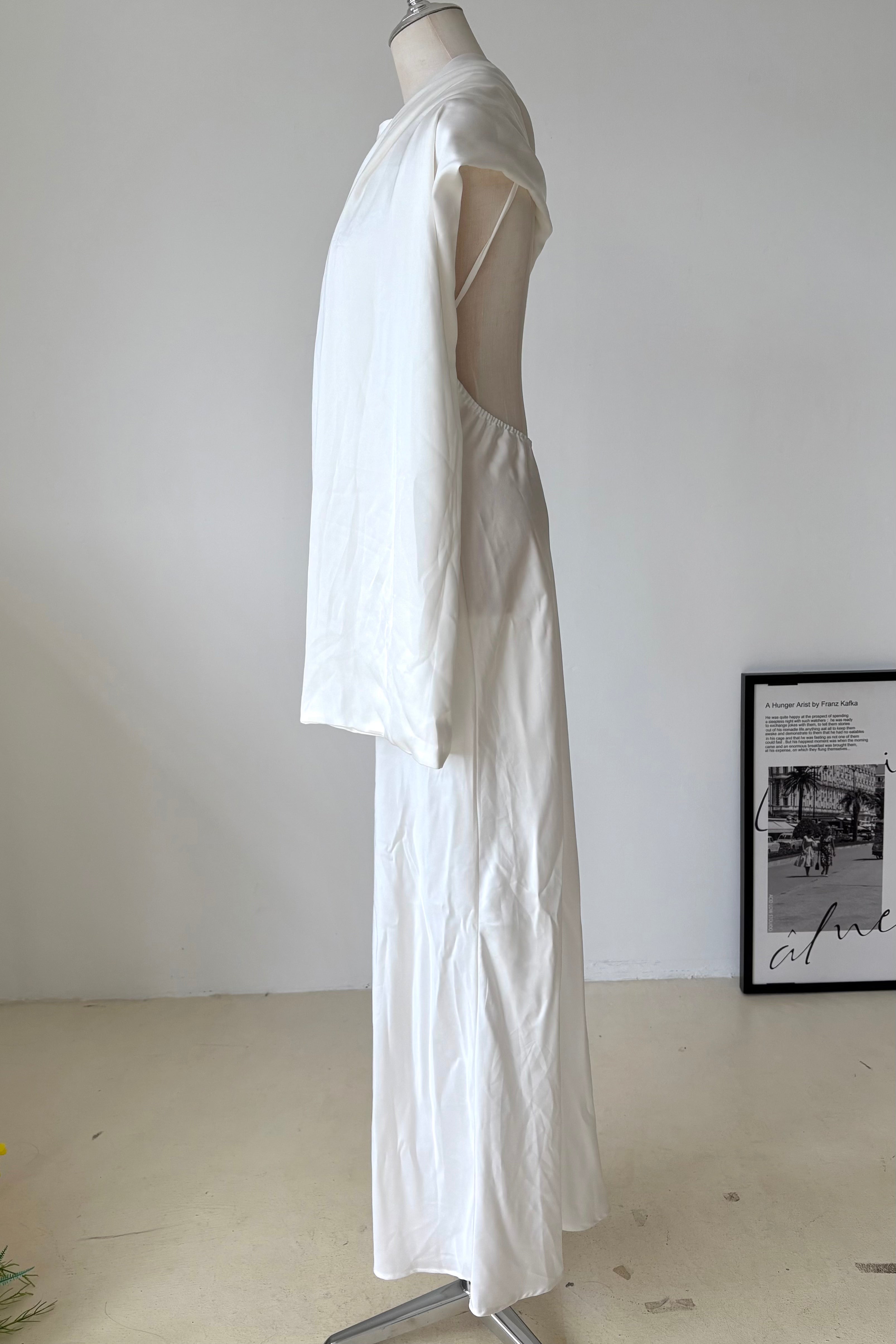 Backless Satin Maxi Dress With Sash