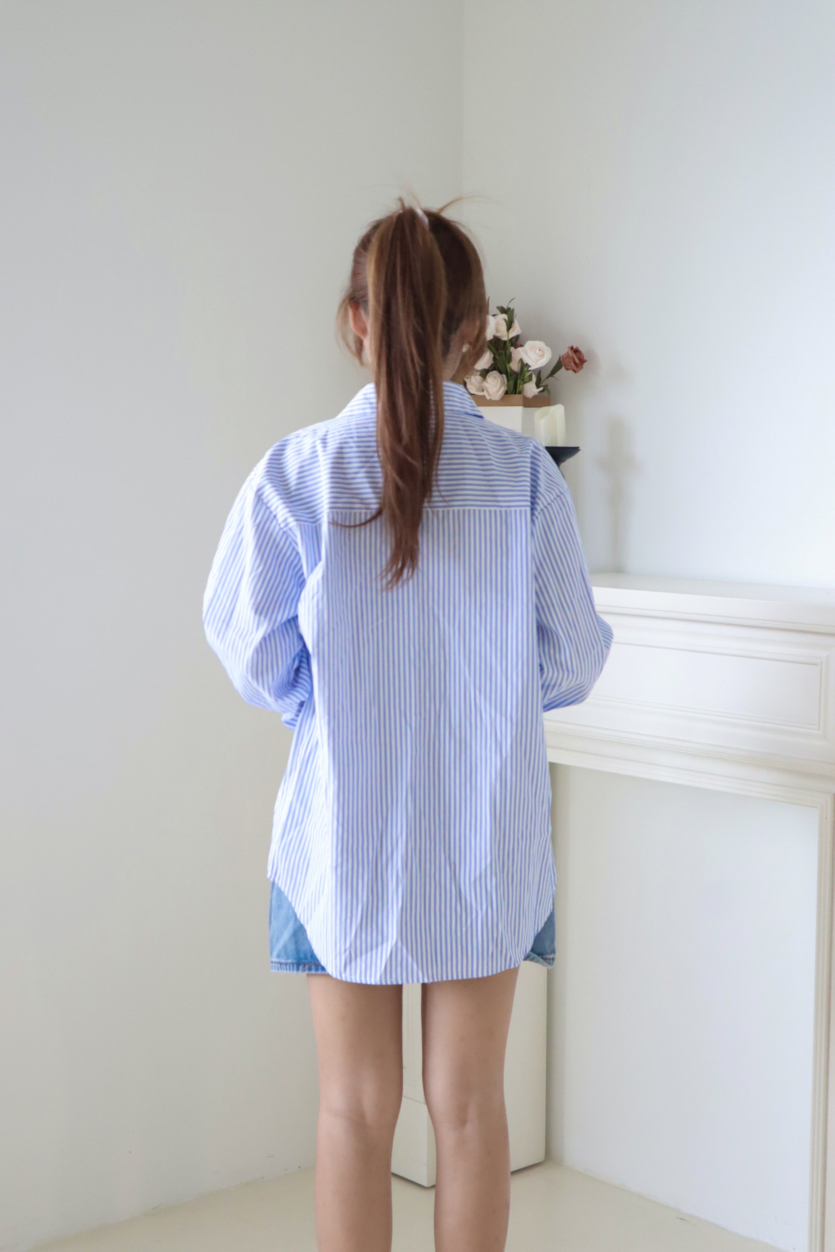 Blue and White Striped Shirt
